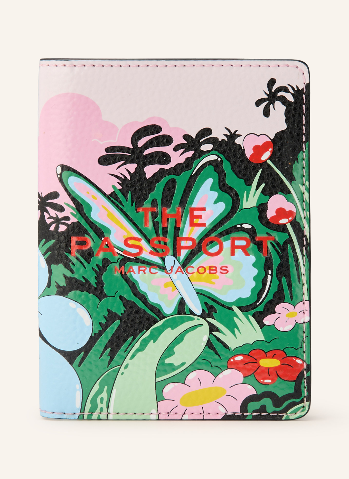 MARC JACOBS Kartenetui THE PASSPORT CASE FLOWERS: ROSA / GRÜN
