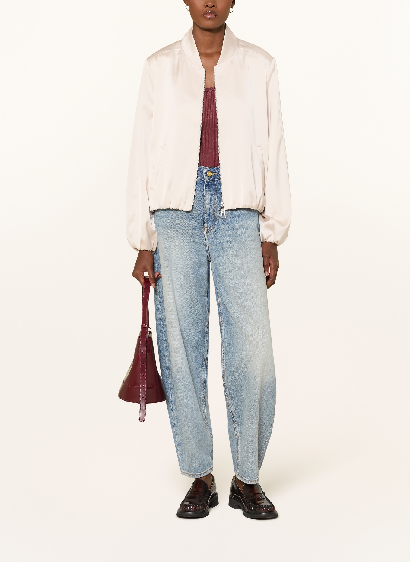 MRS & HUGS satin jacket: CREAM