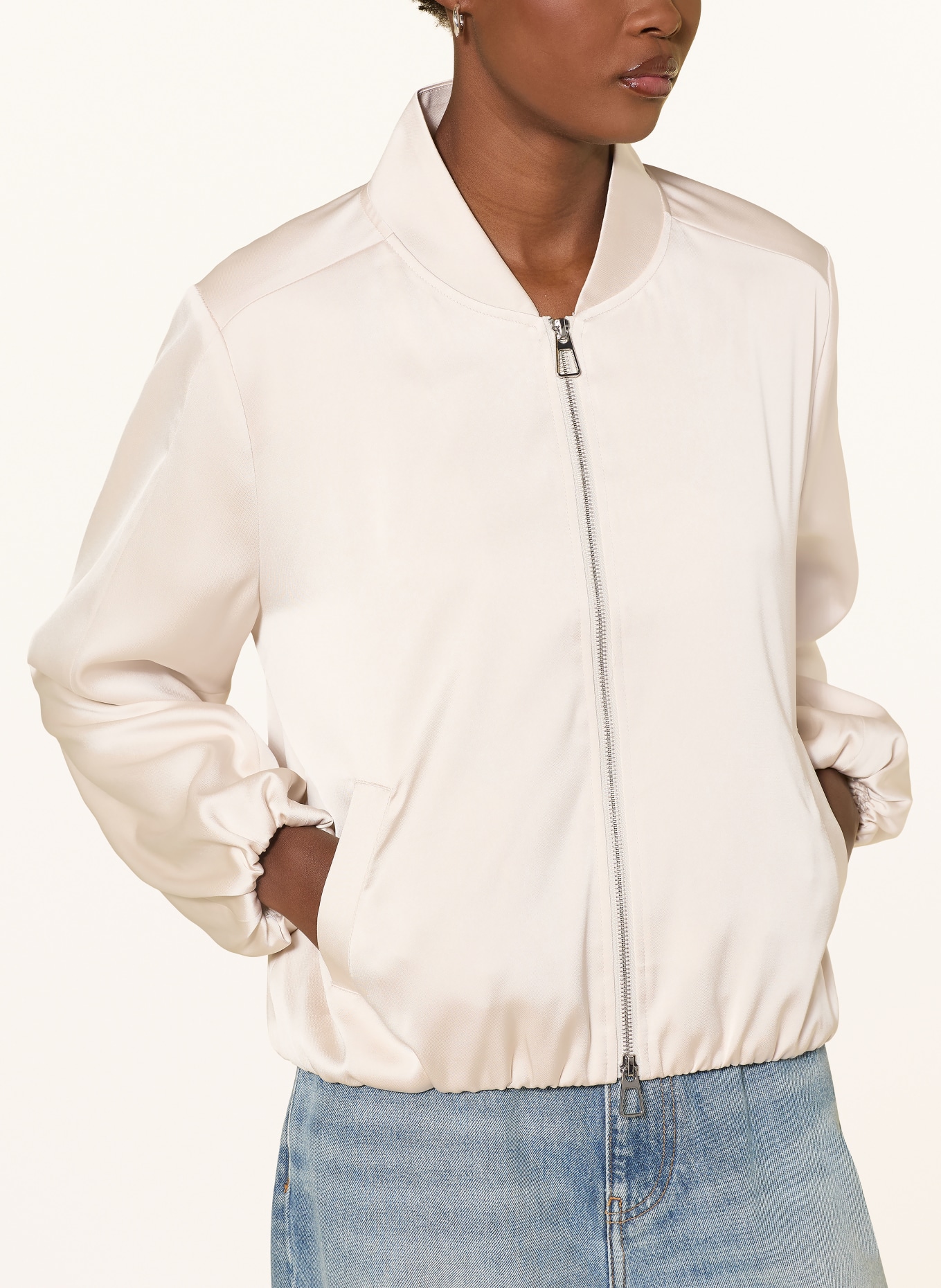 MRS & HUGS satin jacket: CREAM