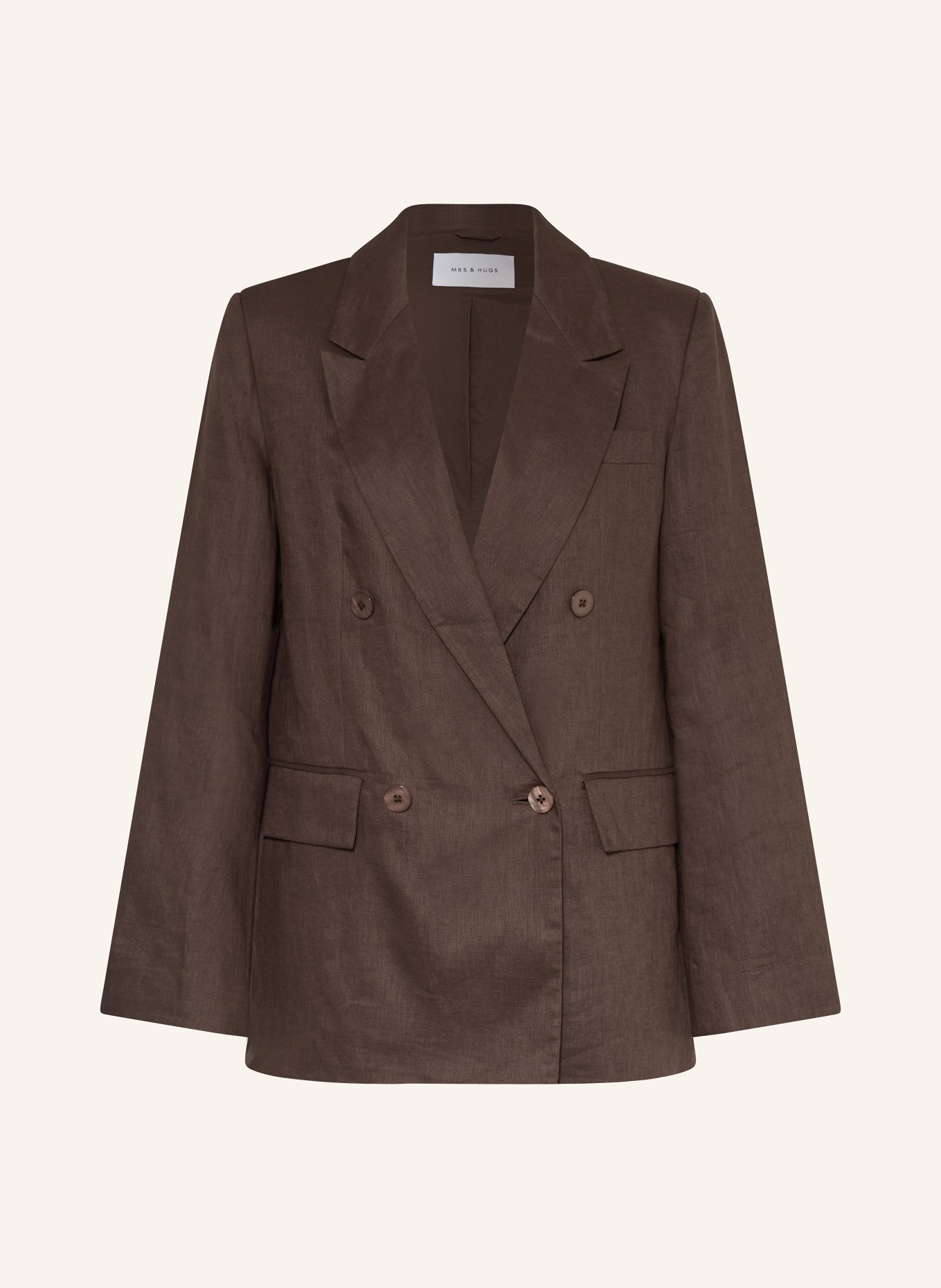 MRS & HUGS linen blazer: DARK BROWN