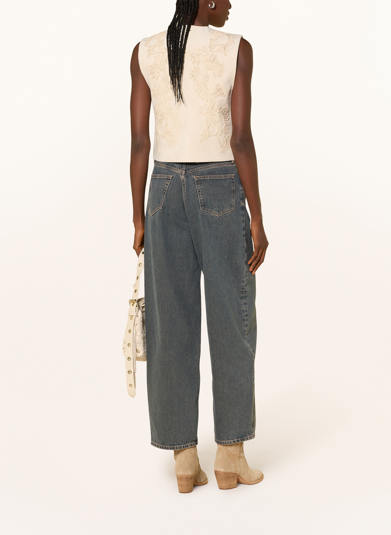 MRS & HUGS Blazerweste in Lederoptik: CREME