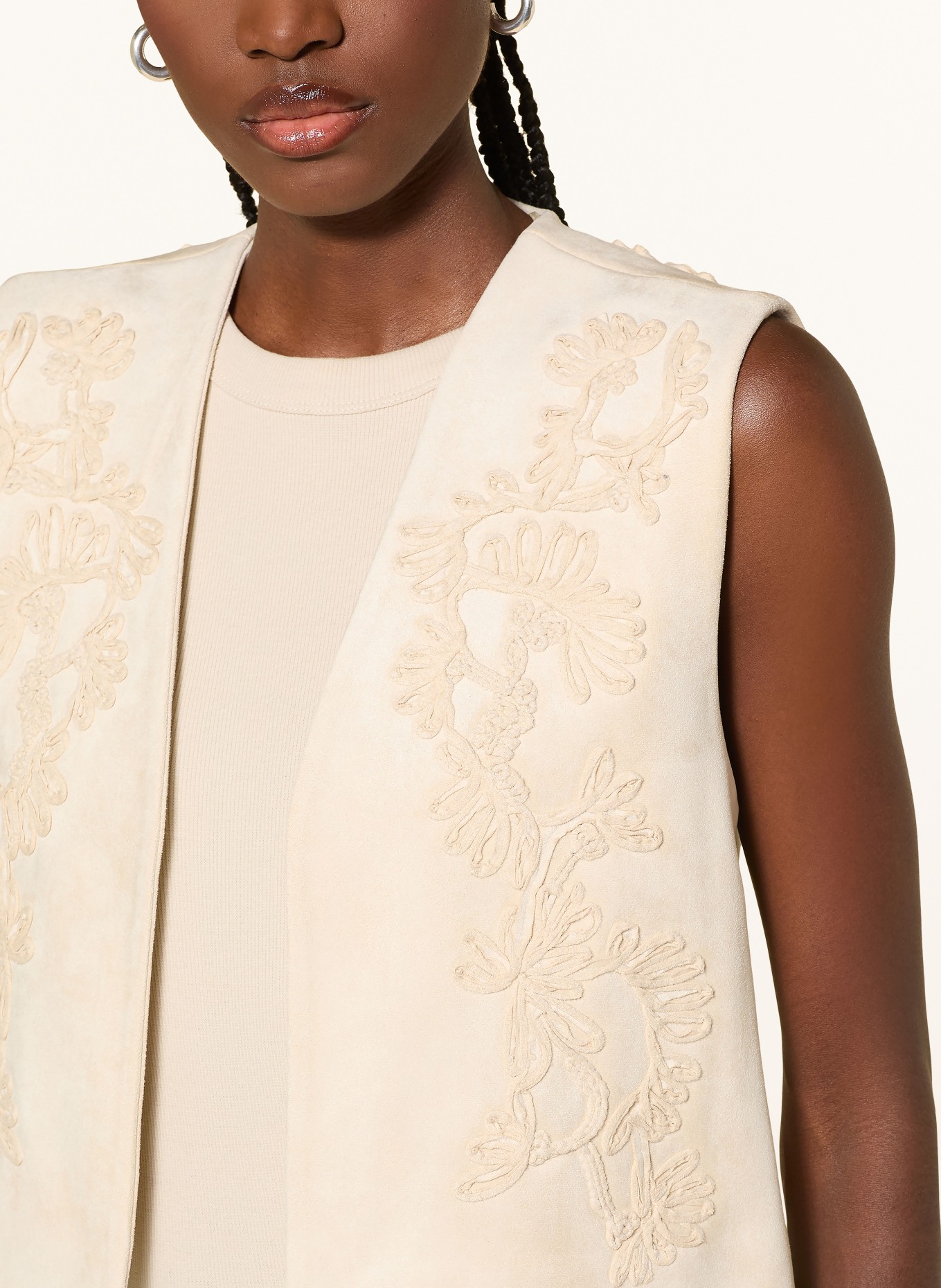 MRS & HUGS Blazerweste in Lederoptik: CREME