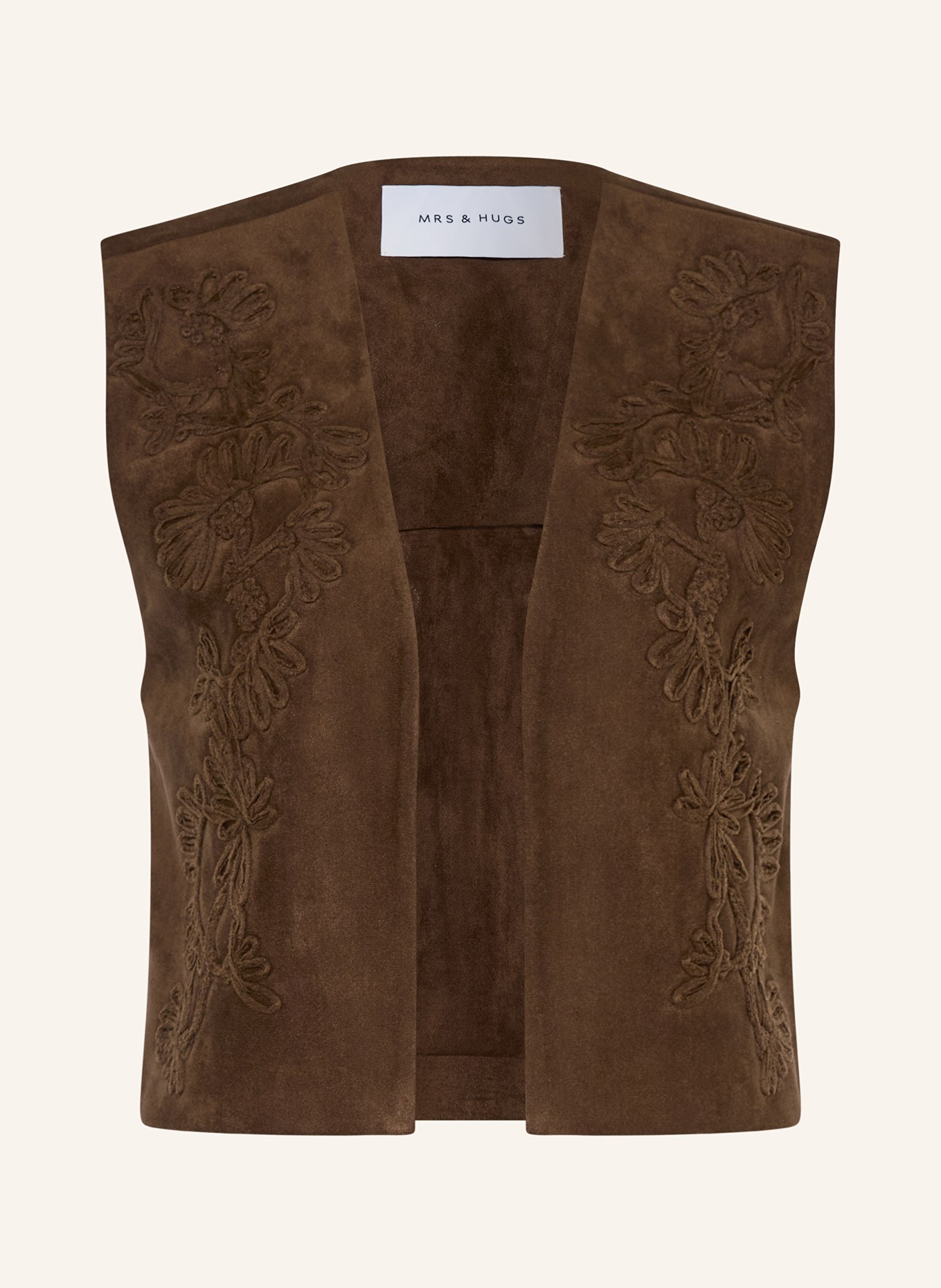 MRS & HUGS Blazerweste in Lederoptik: DUNKELBRAUN