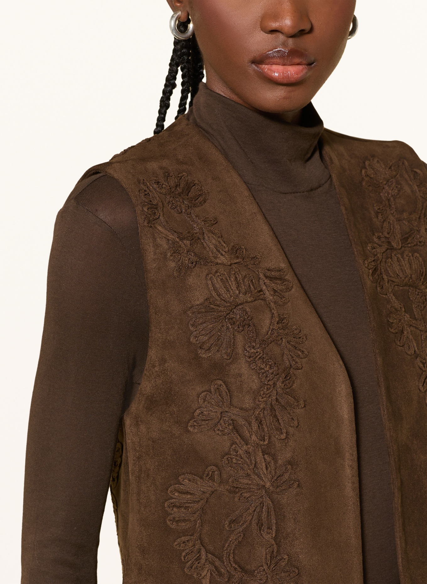 MRS & HUGS Blazerweste in Lederoptik: DUNKELBRAUN