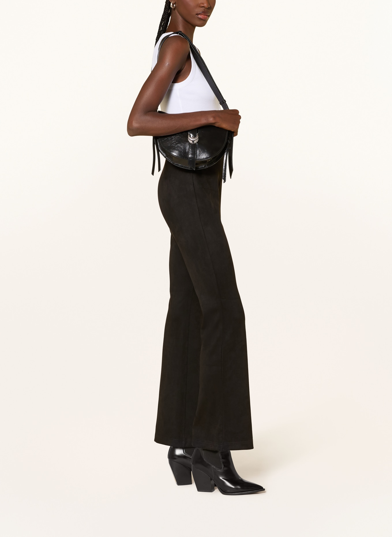 MRS & HUGS Pantalon aspect cuir: NOIR