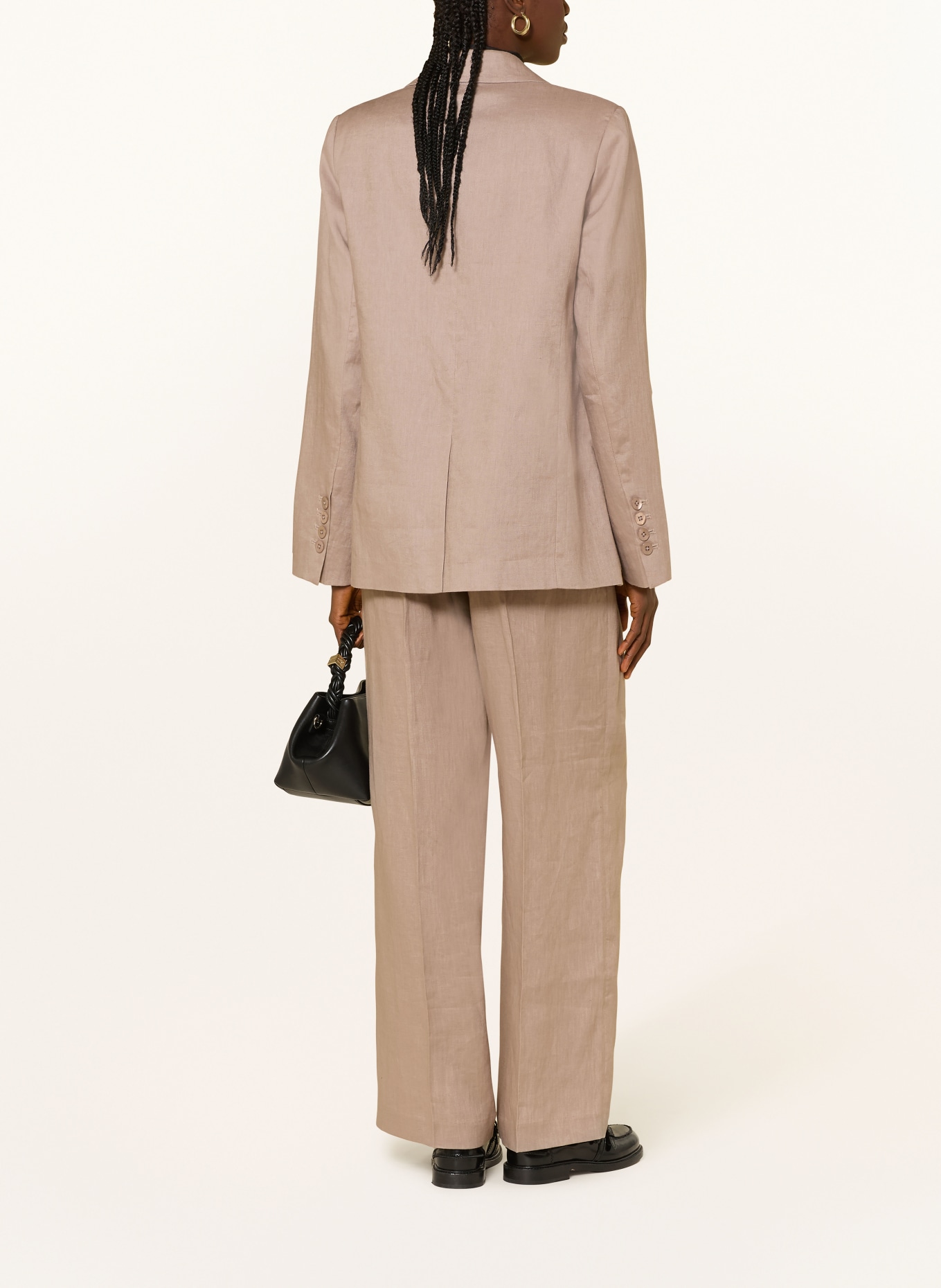 MRS & HUGS Lněné kalhoty Marlene: BÉŽOVÁ