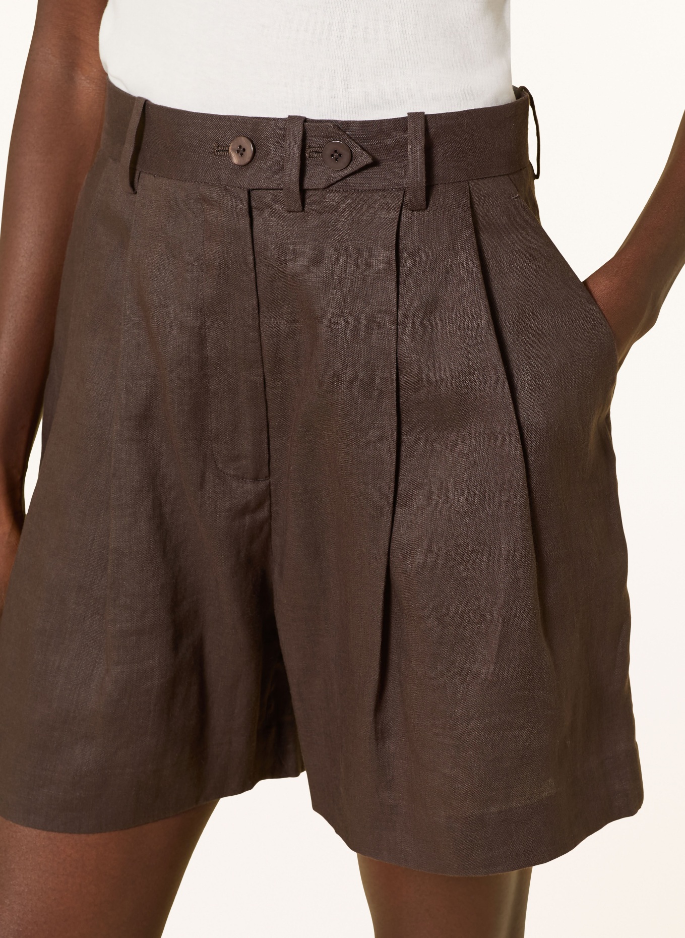 MRS & HUGS linen shorts: DARK BROWN