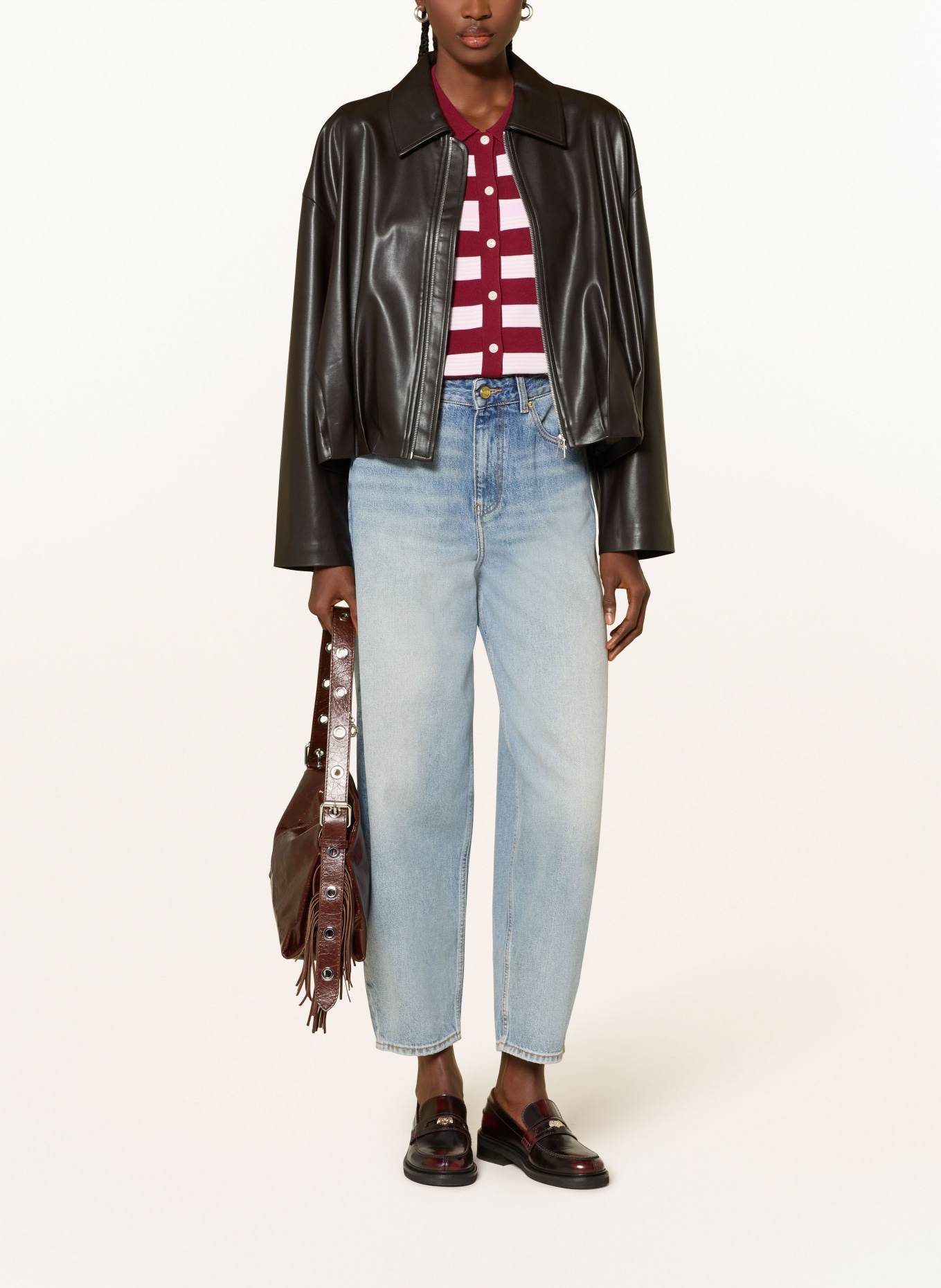 MRS & HUGS Blouson in Lederoptik: DUNKELBRAUN