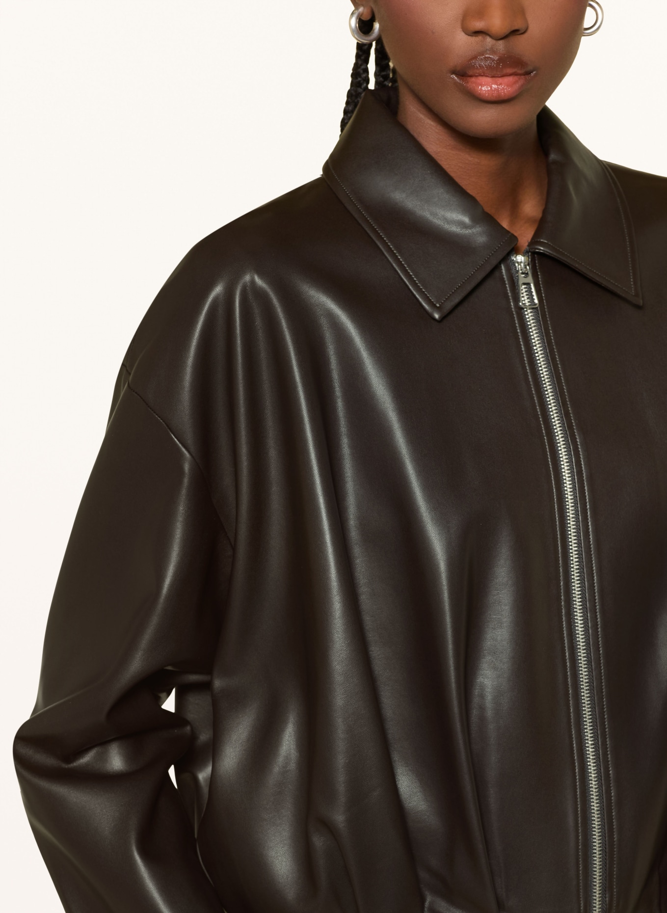 MRS & HUGS Blouson in Lederoptik: DUNKELBRAUN