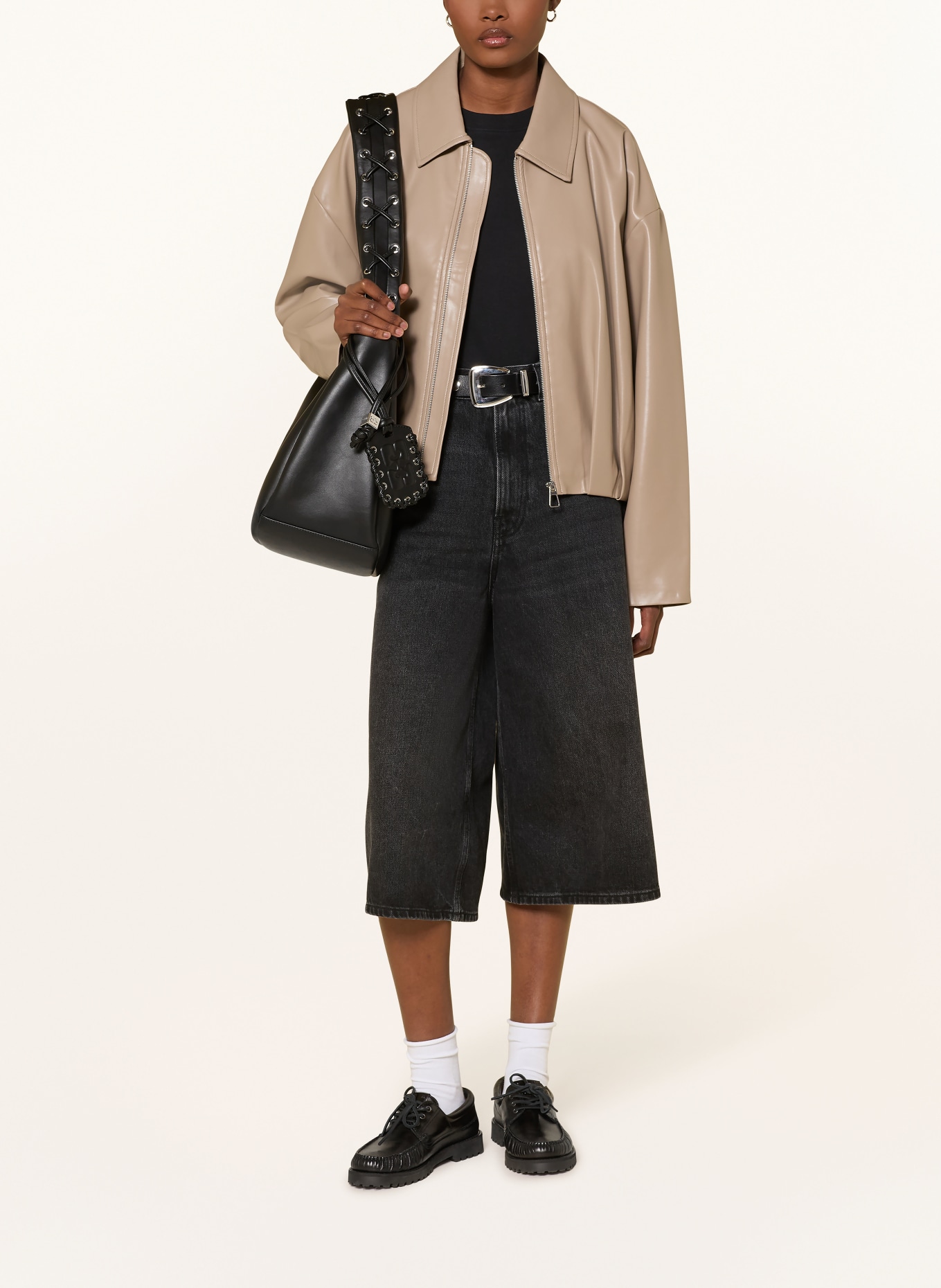 MRS & HUGS Leather-look blouson: LIGHT BROWN