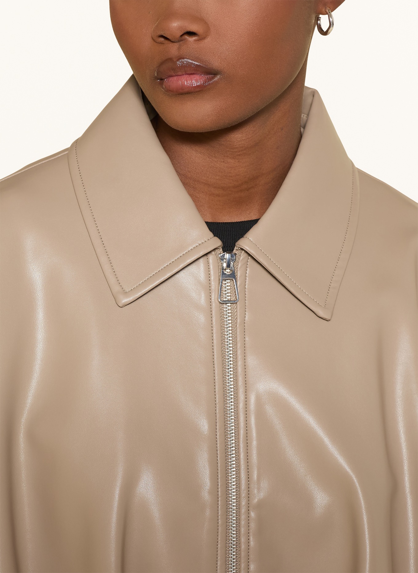 MRS & HUGS Leather-look blouson: LIGHT BROWN
