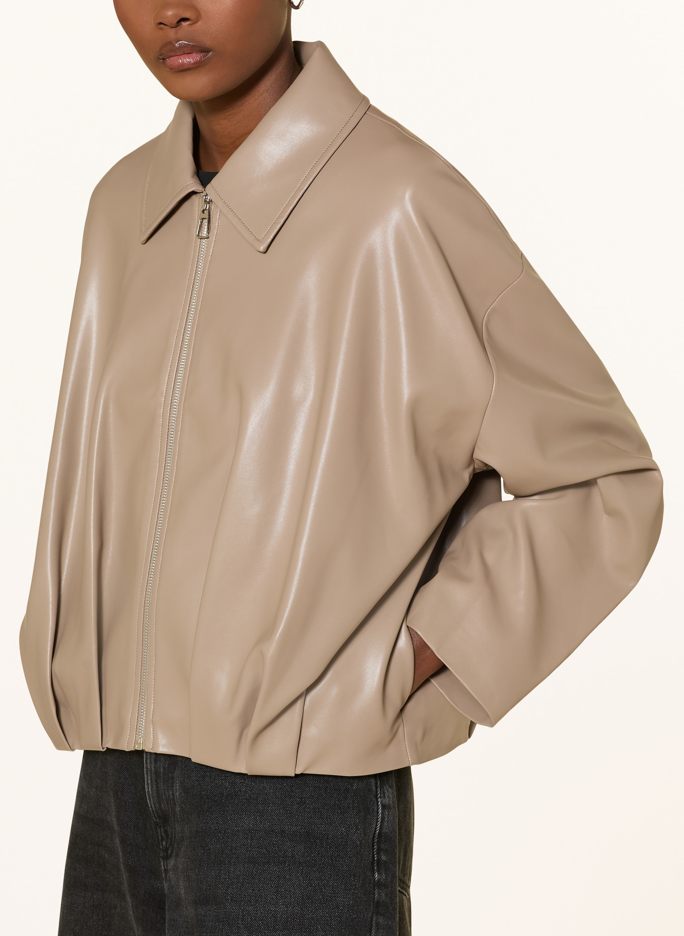 MRS & HUGS Leather-look blouson: LIGHT BROWN