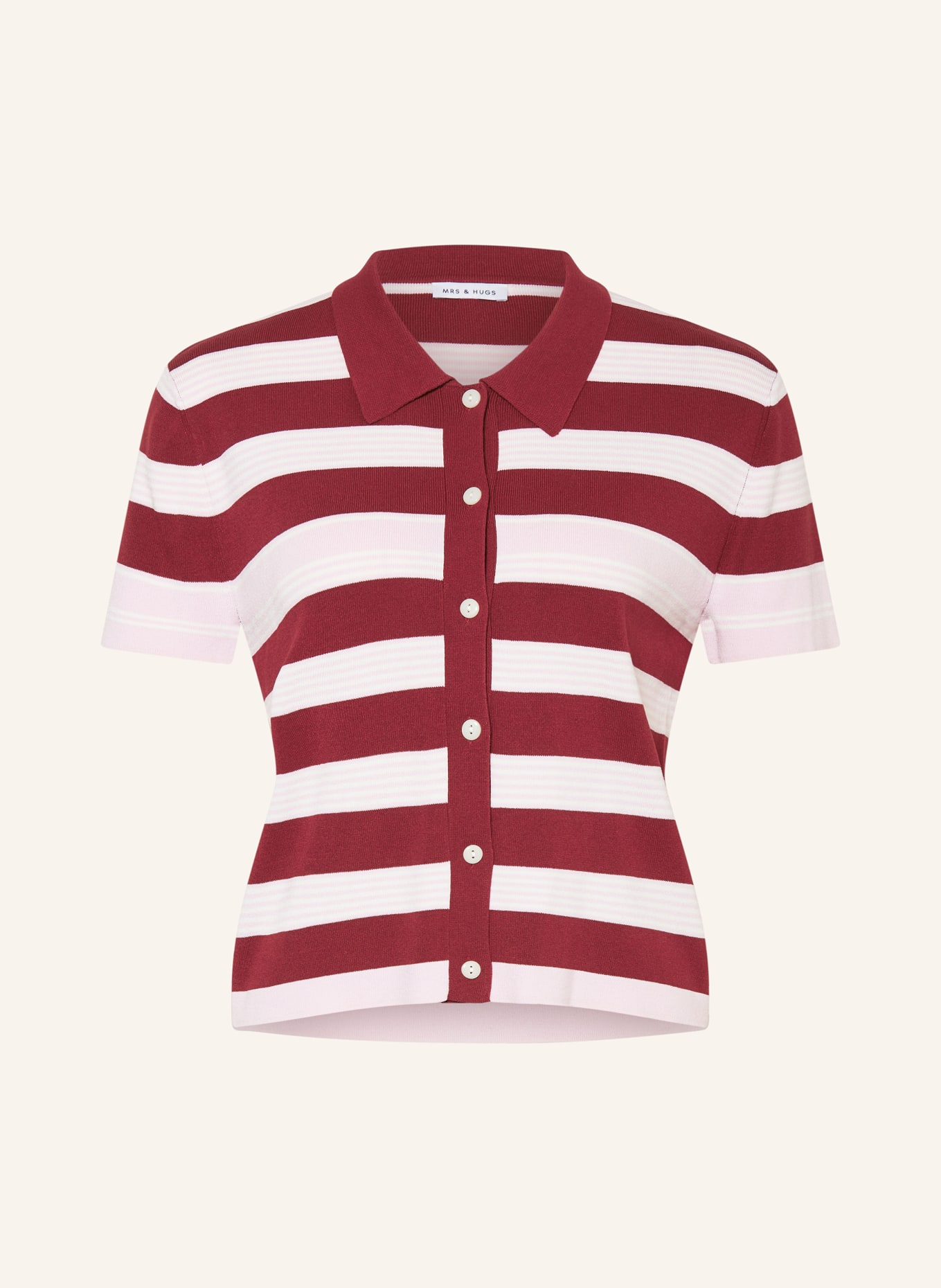 MRS & HUGS cardigan: DARK RED / PINK / WHITE