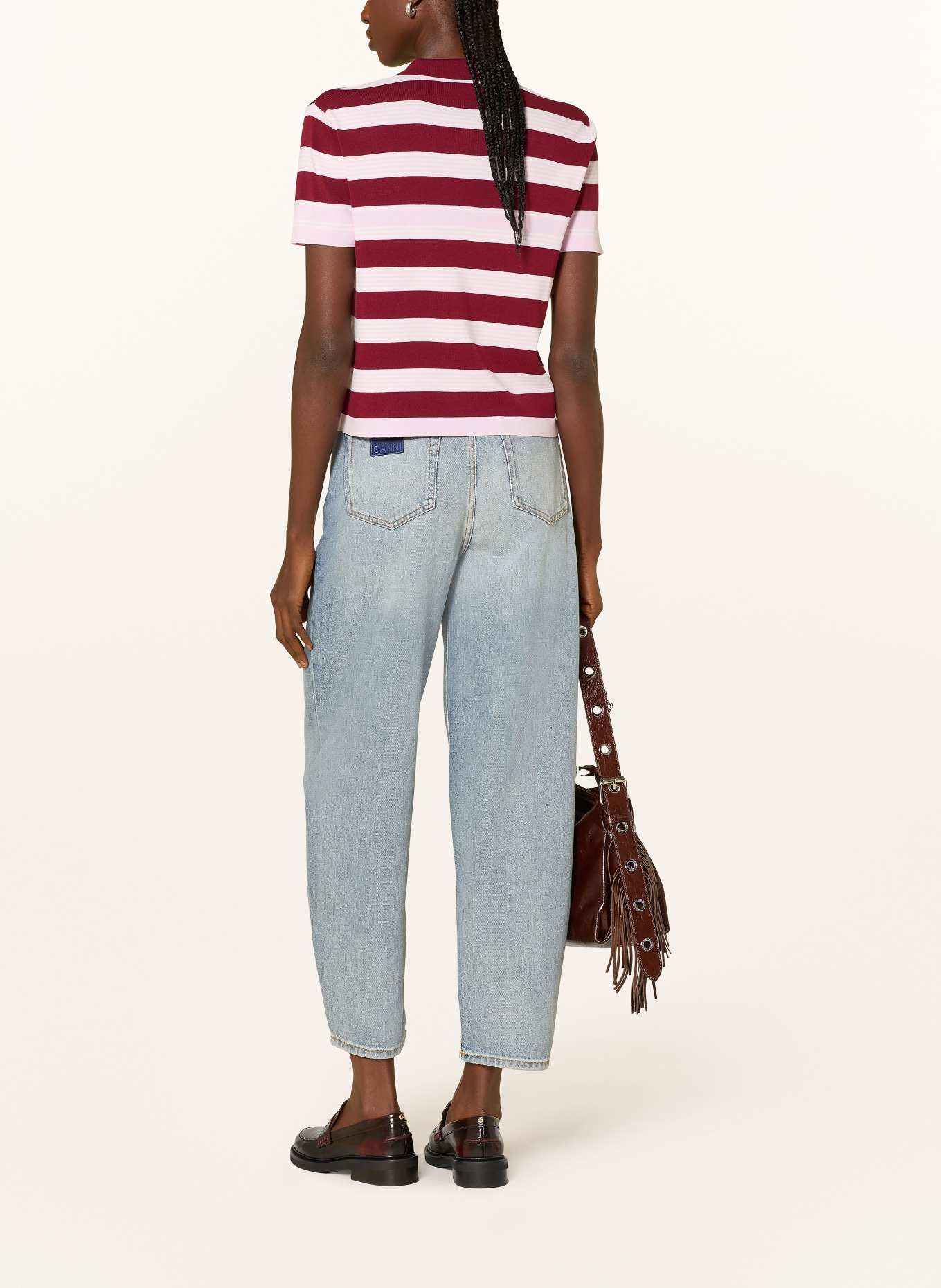 MRS & HUGS cardigan: DARK RED / PINK / WHITE