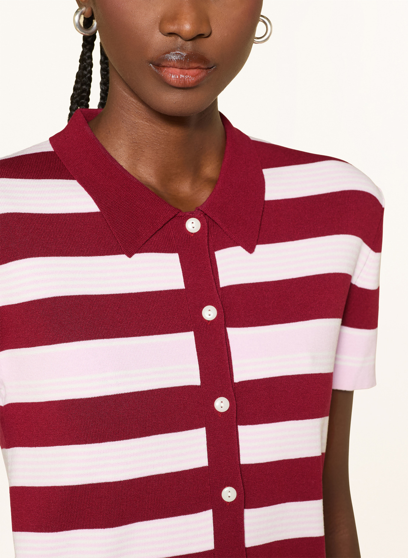 MRS & HUGS cardigan: DARK RED / PINK / WHITE