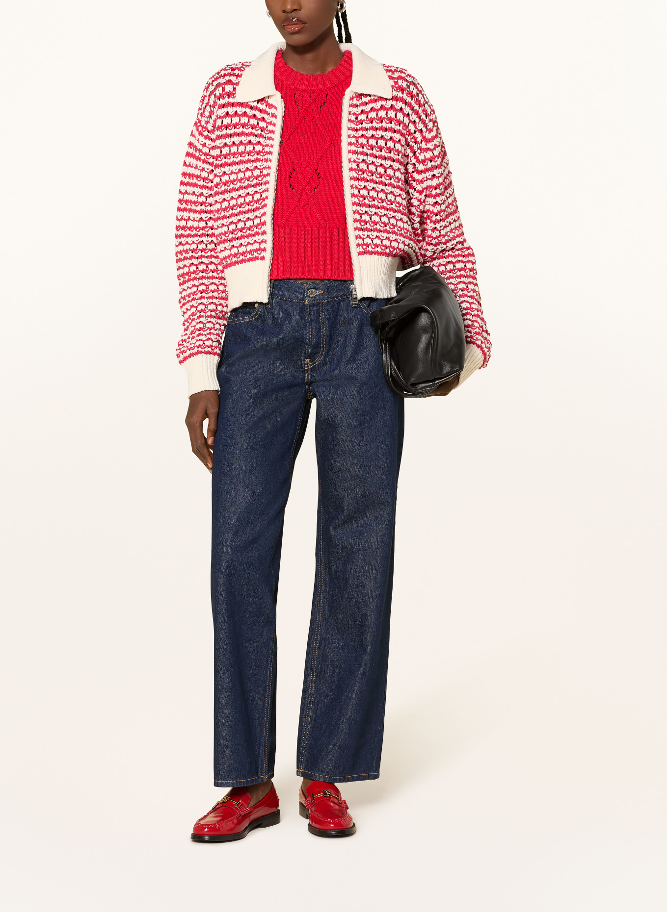 MRS & HUGS Strickjacke: ROT / CREME