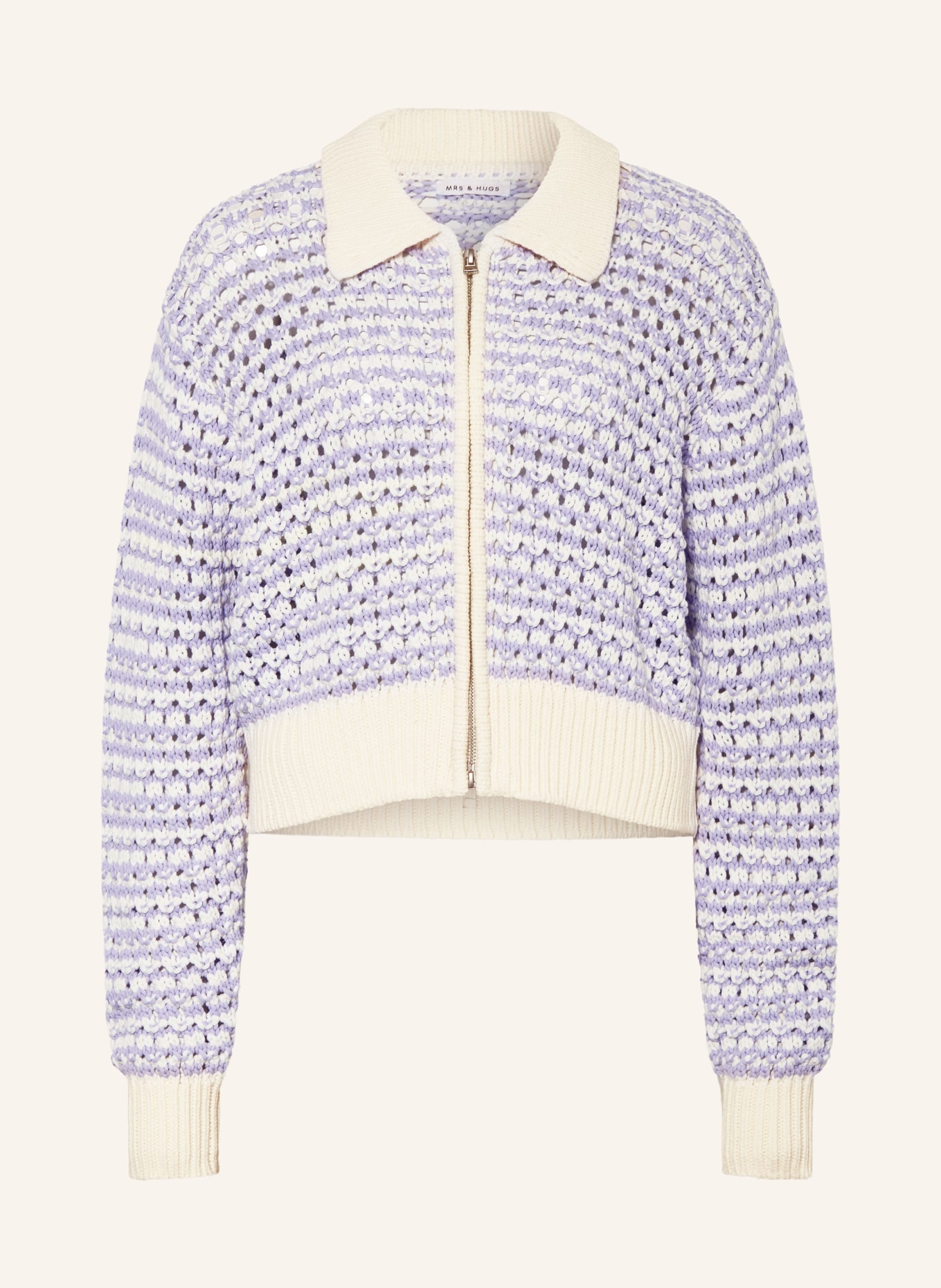 MRS & HUGS Strickjacke: HELLLILA / CREME
