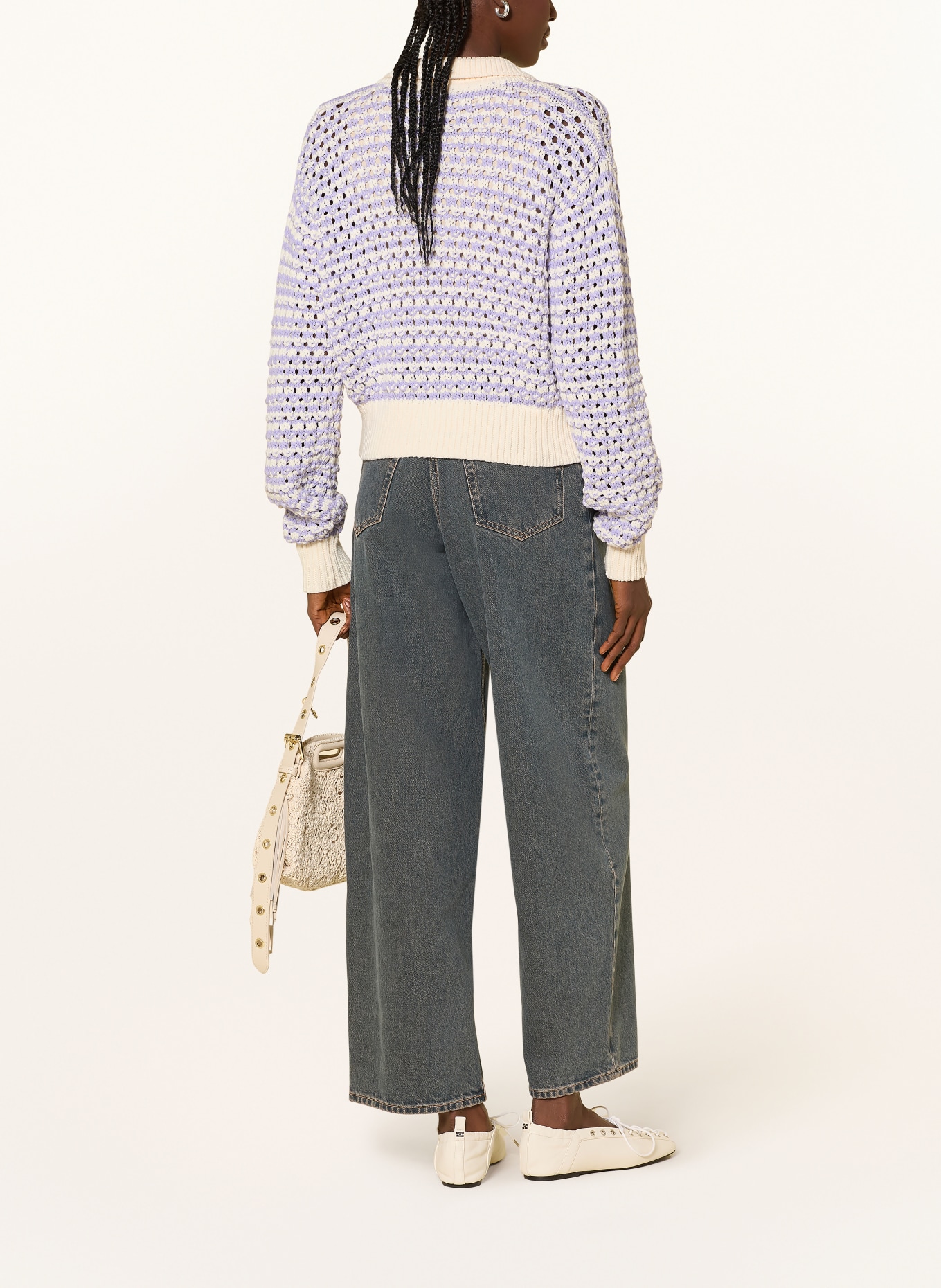 MRS & HUGS Strickjacke: HELLLILA / CREME