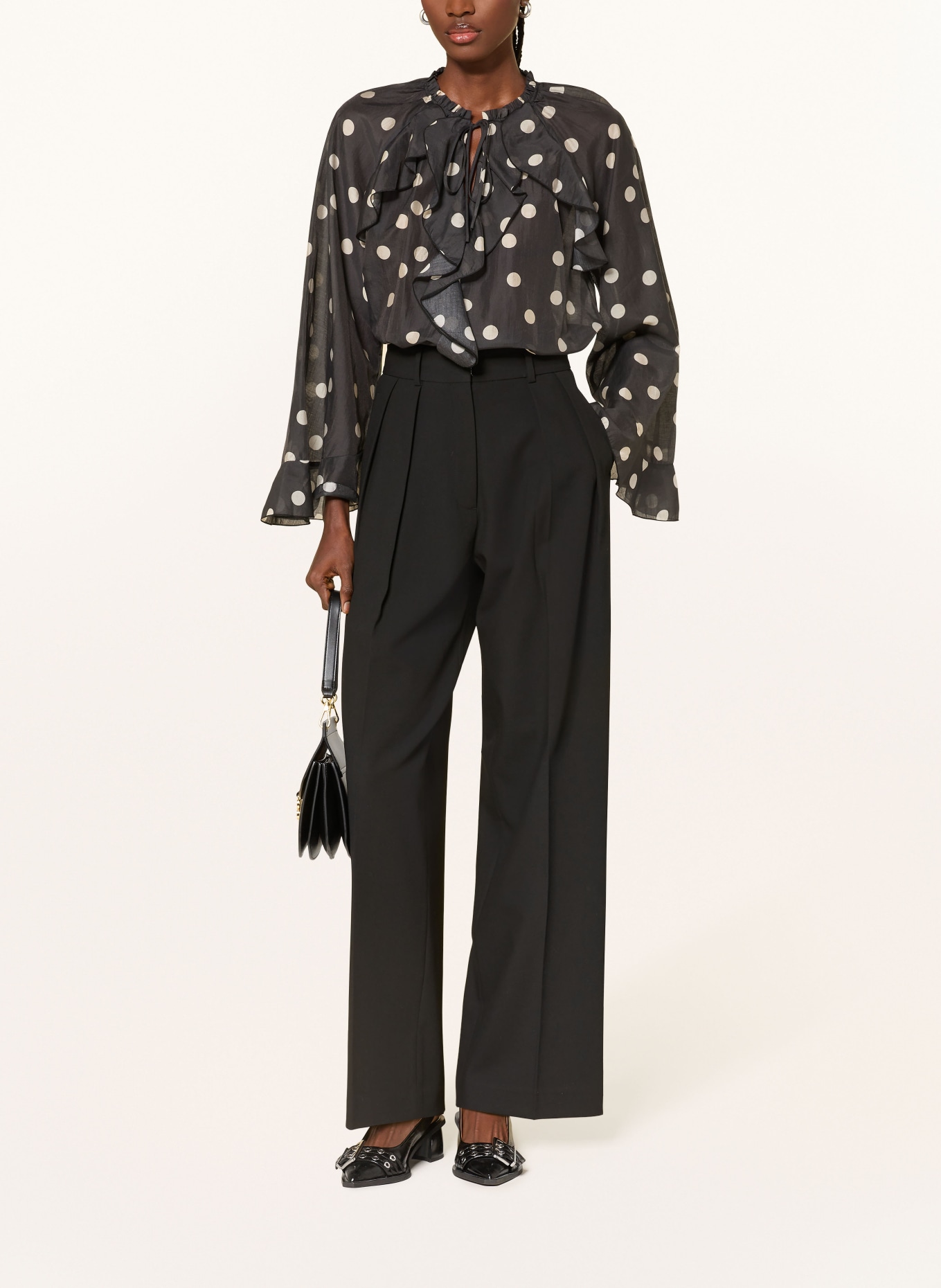 MRS & HUGS Spodnie z materiału typu marlene: CZARNY