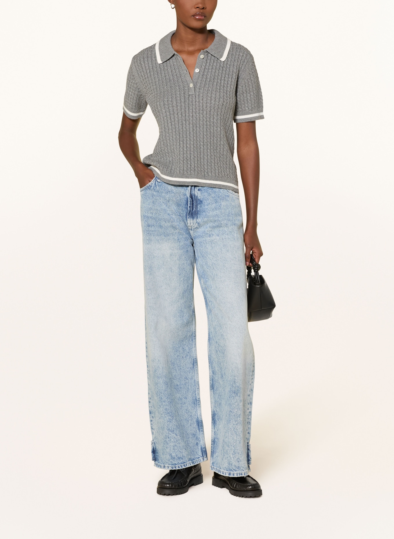 MRS & HUGS knitted polo shirt: GRAY