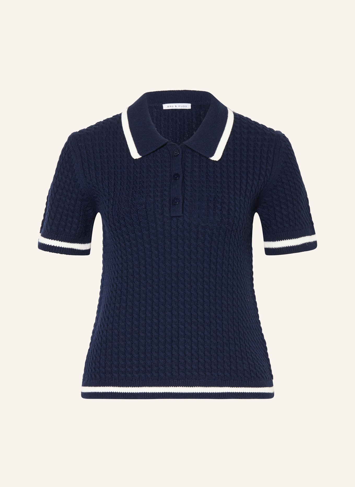MRS & HUGS knitted polo shirt: DARK BLUE / WHITE