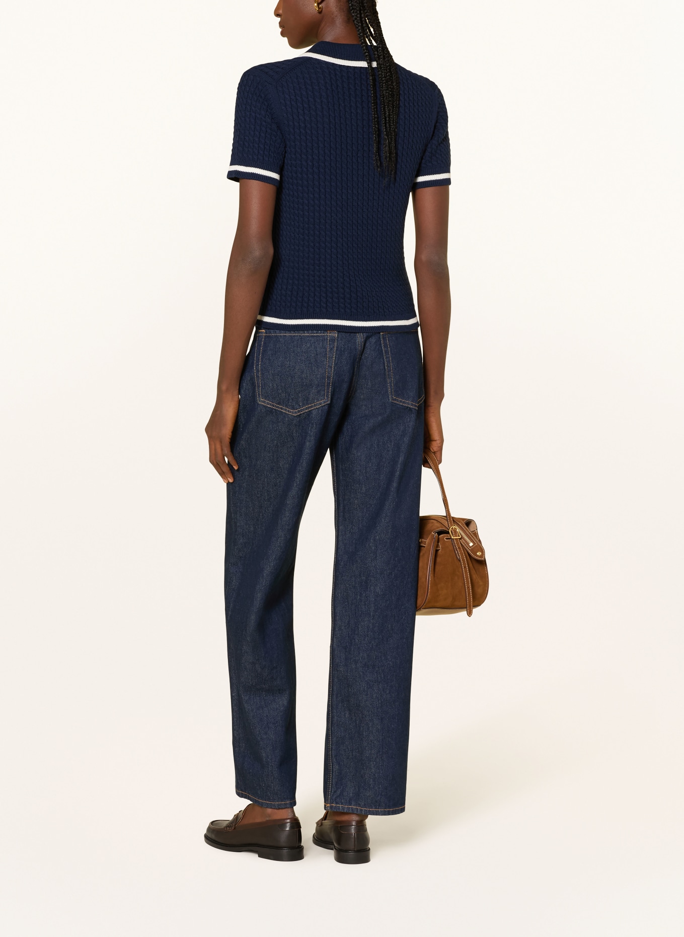 MRS & HUGS knitted polo shirt: DARK BLUE / WHITE