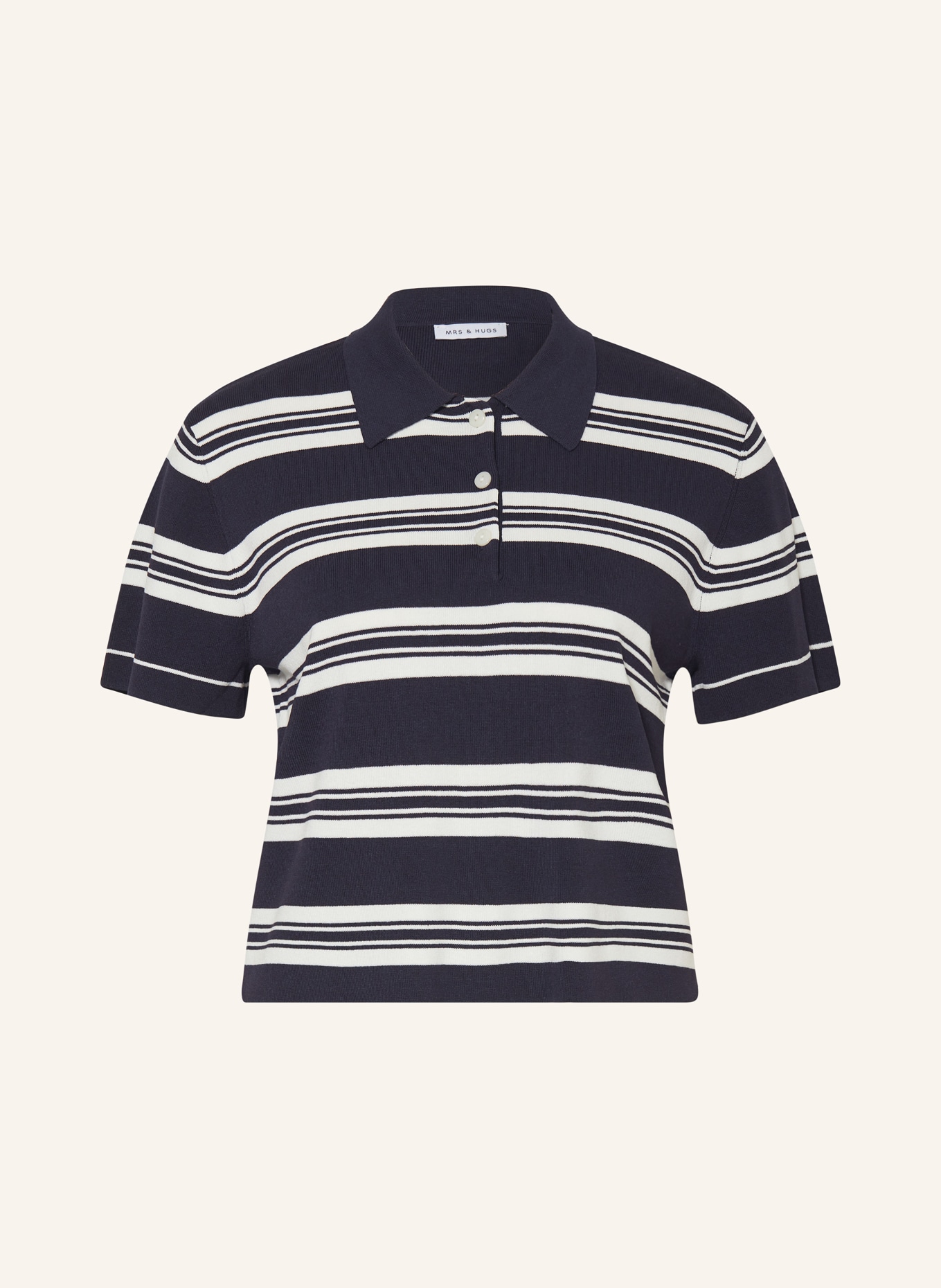 MRS & HUGS knitted polo shirt: DARK BLUE / WHITE