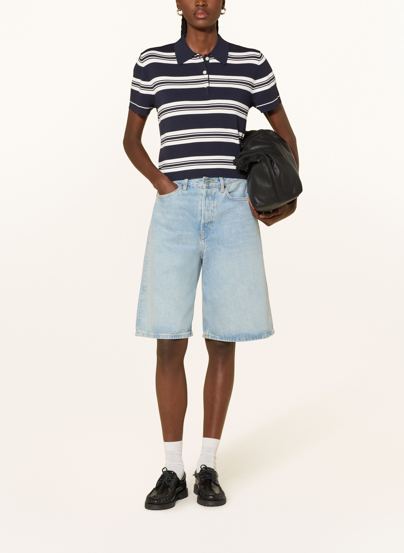 MRS & HUGS knitted polo shirt: DARK BLUE / WHITE