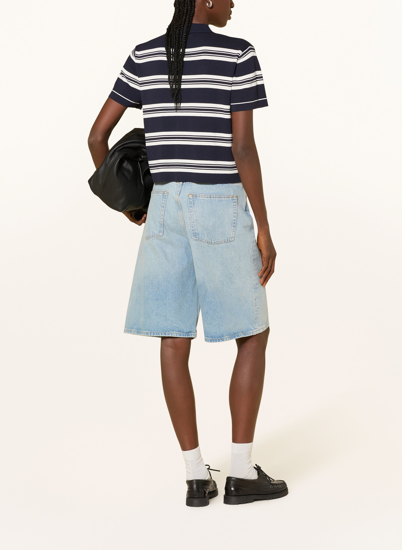 MRS & HUGS knitted polo shirt: DARK BLUE / WHITE