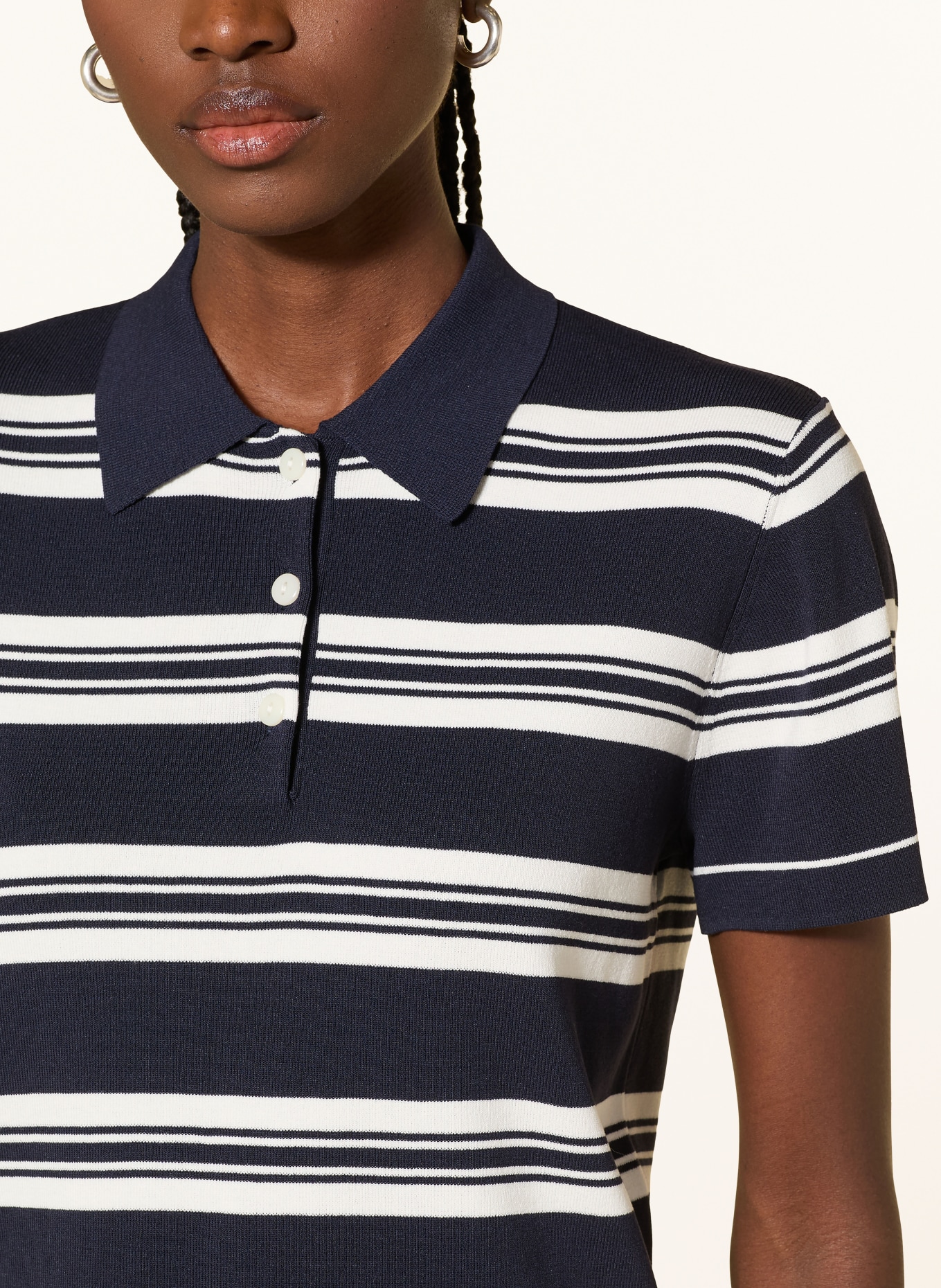 MRS & HUGS knitted polo shirt: DARK BLUE / WHITE