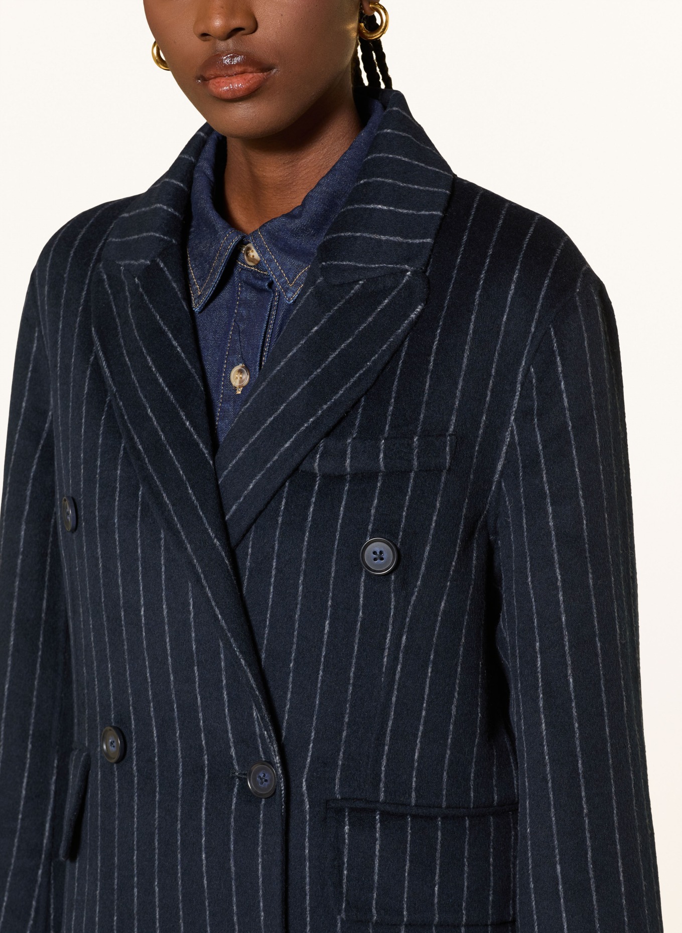 MRS & HUGS coat: DARK BLUE / BLUE GRAY