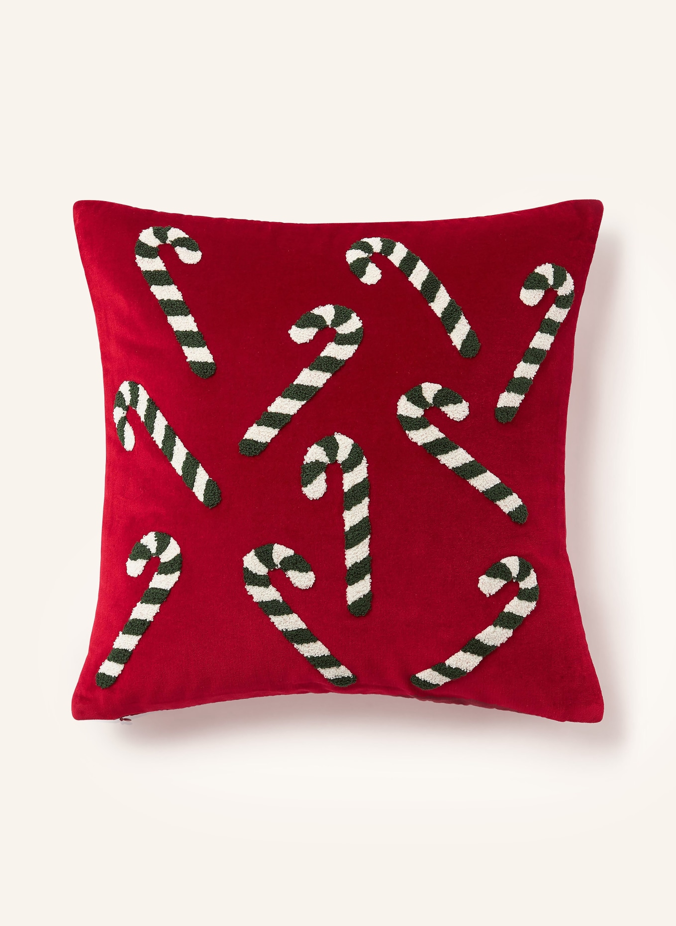 Westwing Collection Dekorativní povlak na polštář DARVA ze sametu: TMAVĚ ČERVENÁ / TMAVĚ ZELENÁ / BÍLÁ