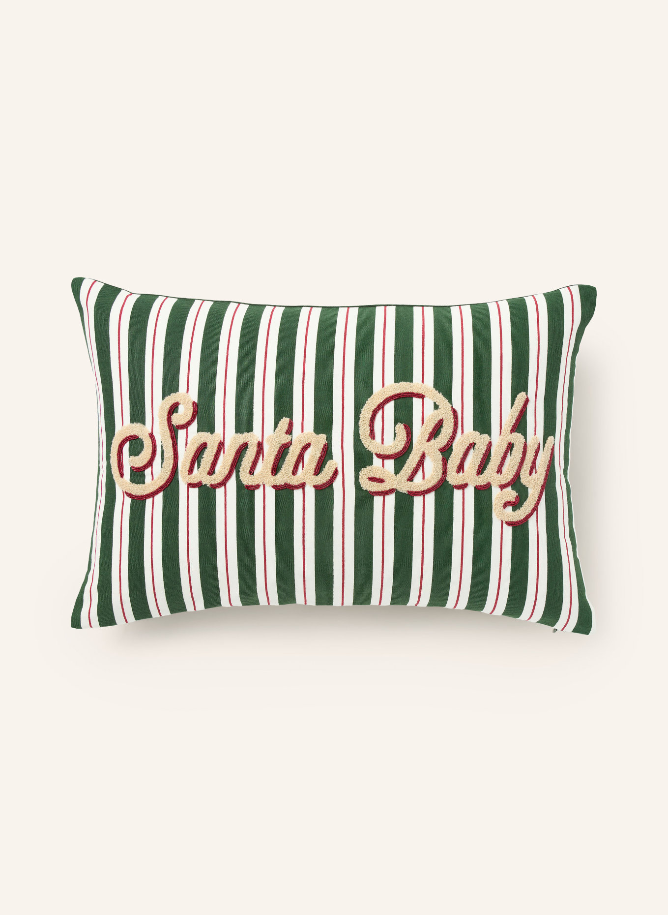 Westwing Collection Poszewka na poduszkę dekoracyjną TALVI: CIEMNOZIELONY / BEŻOWY / BIAŁY