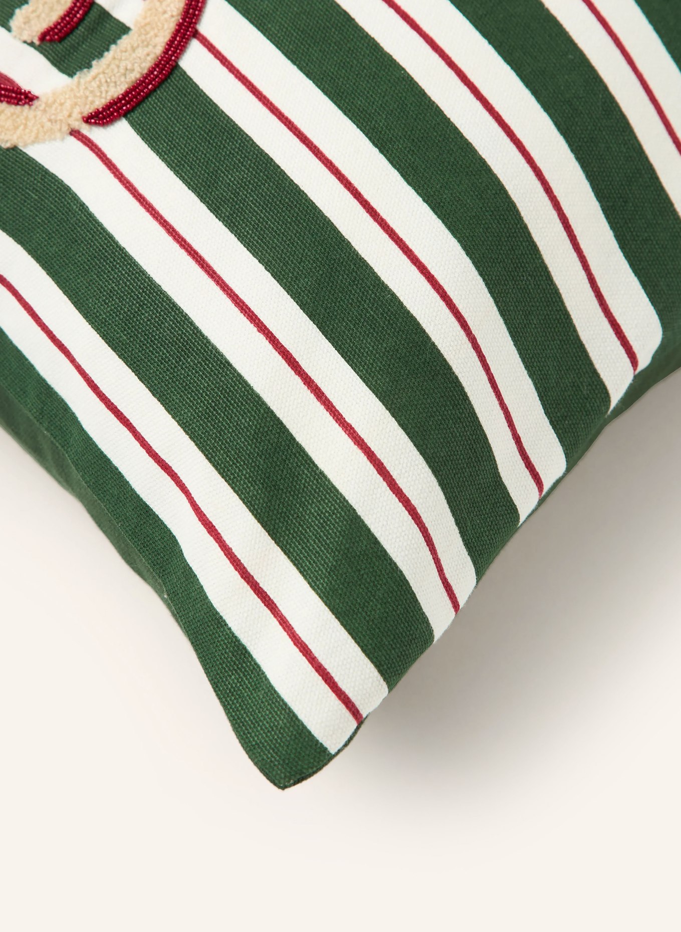 Westwing Collection Poszewka na poduszkę dekoracyjną TALVI: CIEMNOZIELONY / BEŻOWY / BIAŁY