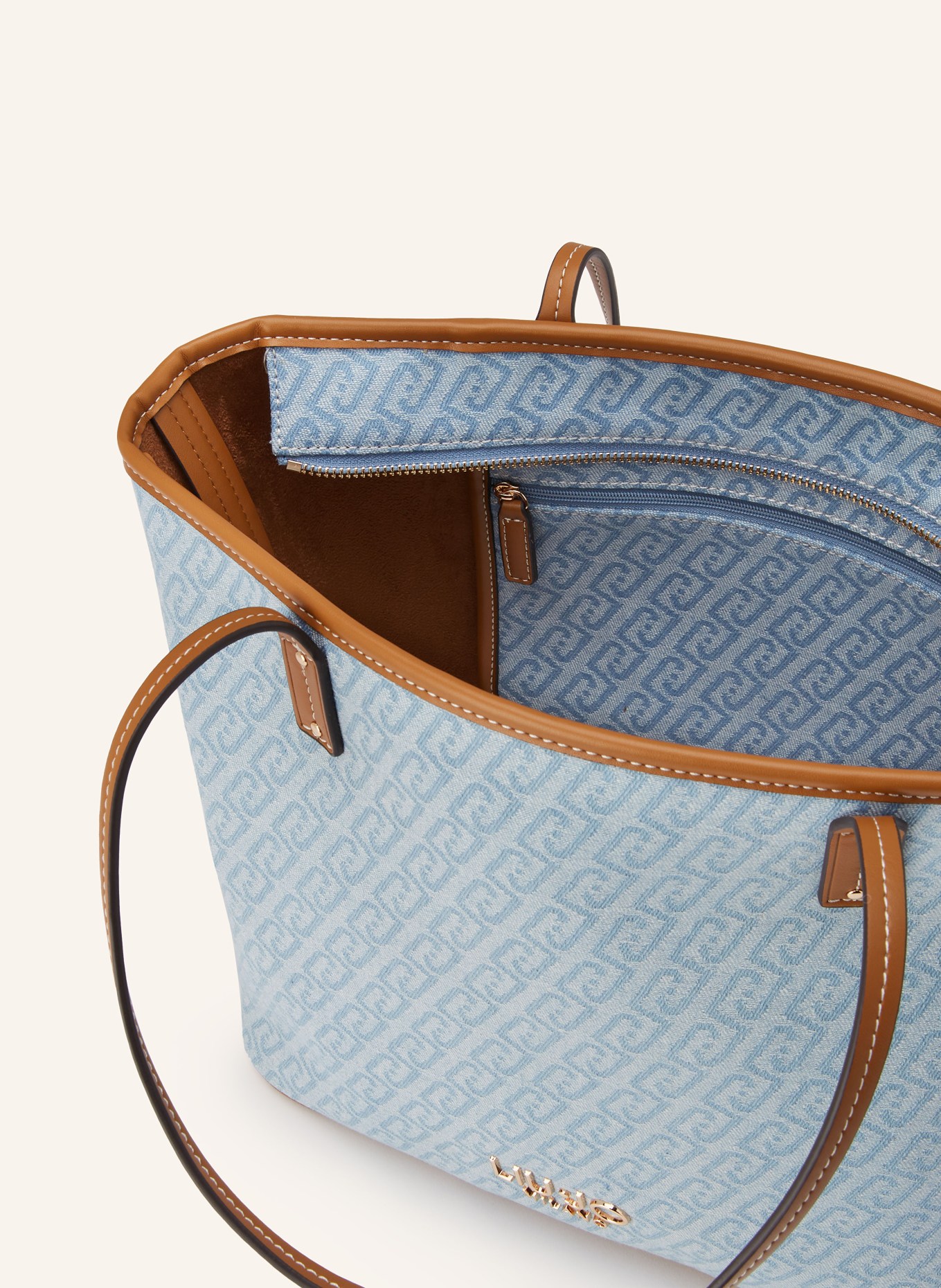 LIU JO shopper: LIGHT BLUE / GOLD / BROWN