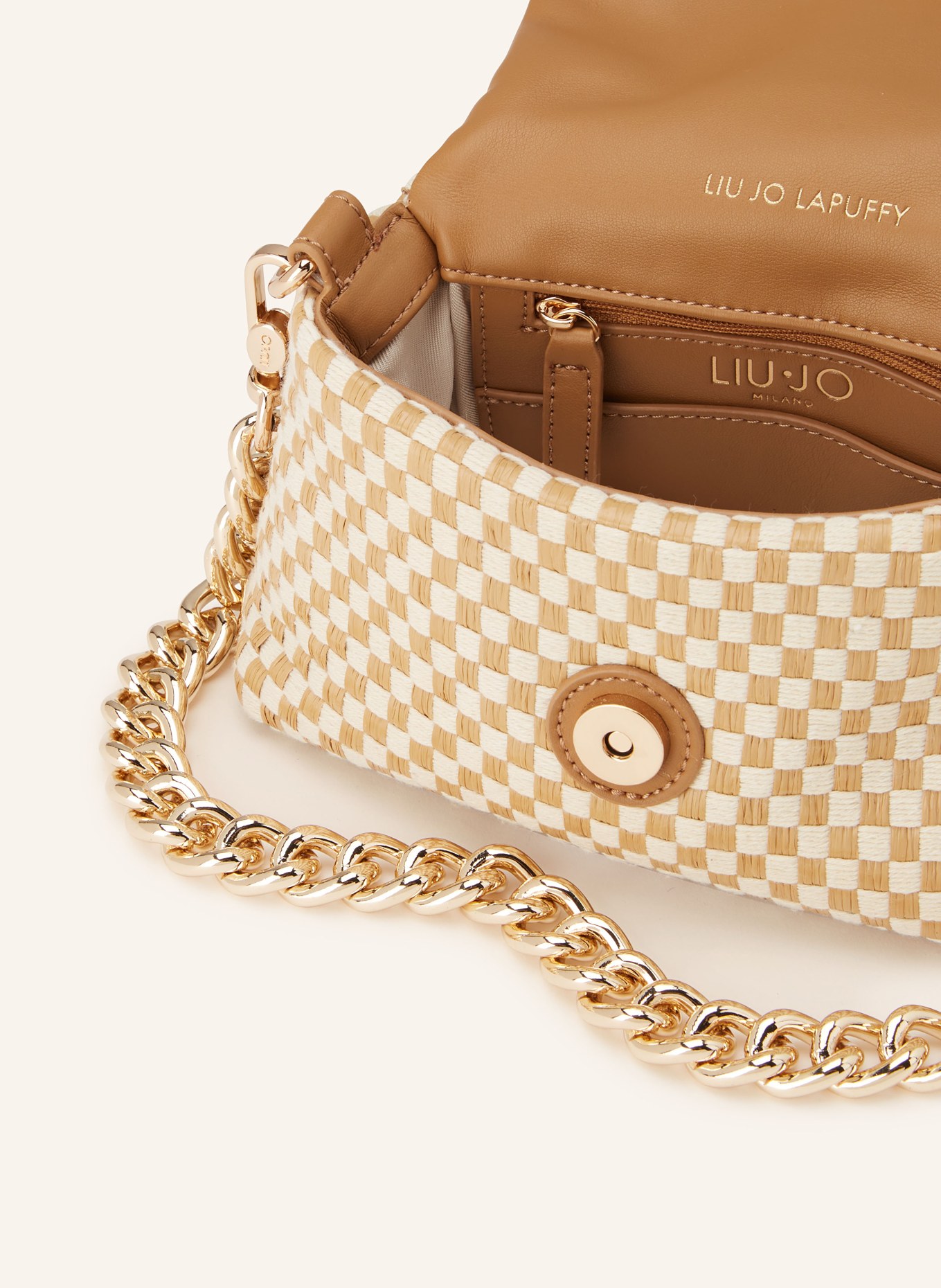 LIU JO shoulder bag: COGNAC / GOLD / CREAM