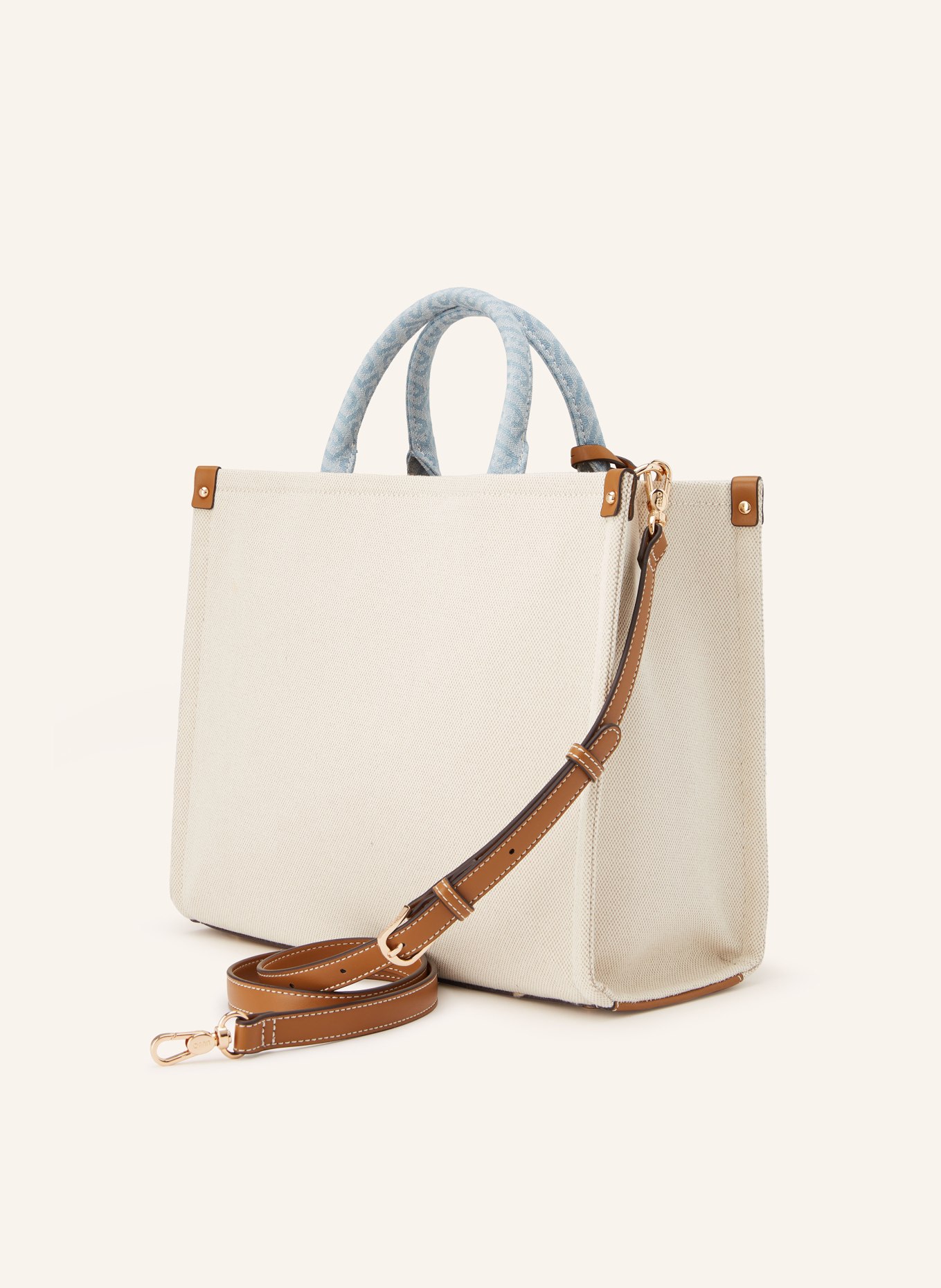 LIU JO Shopper MEDIUM: ECRU / BRAUN / HELLBLAU