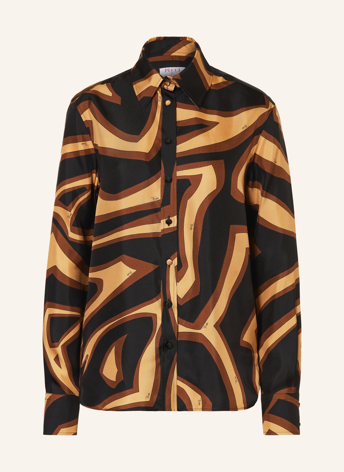 PUCCI Hemdbluse aus Seide: SCHWARZ / BRAUN / BEIGE
