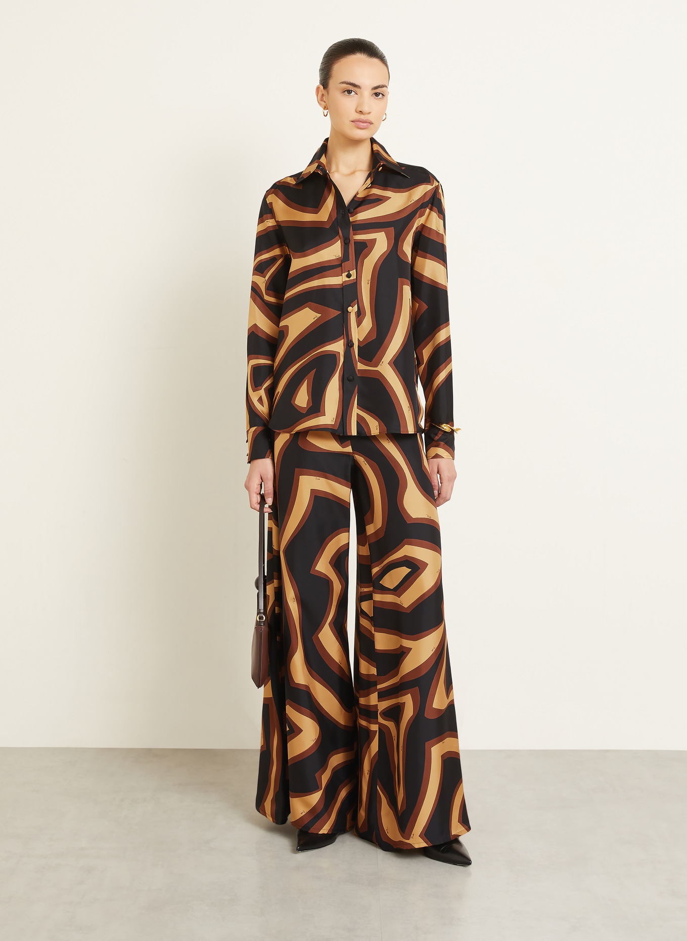 PUCCI Hemdbluse aus Seide: SCHWARZ / BRAUN / BEIGE