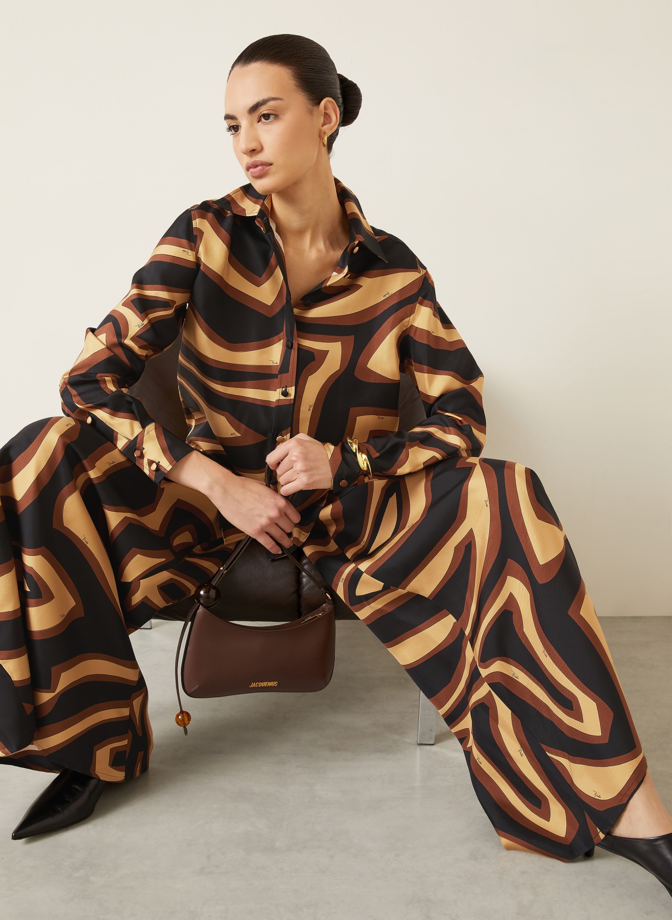 PUCCI Hemdbluse aus Seide: SCHWARZ / BRAUN / BEIGE