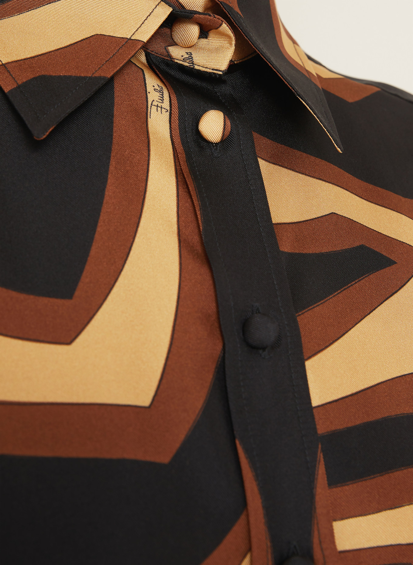 PUCCI Hemdbluse aus Seide: SCHWARZ / BRAUN / BEIGE