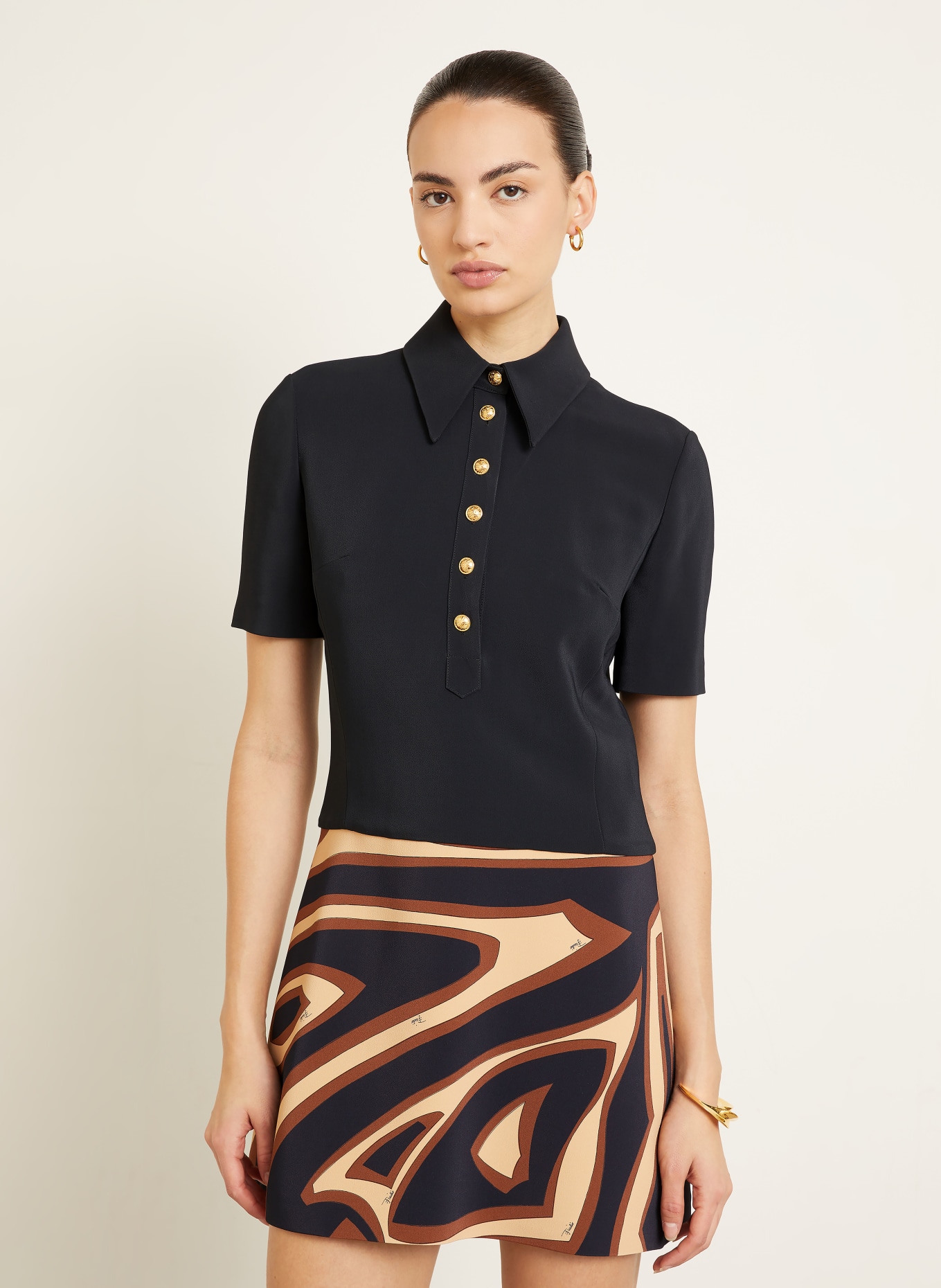 PUCCI Hemdblusenkleid: SCHWARZ / BRAUN / BEIGE