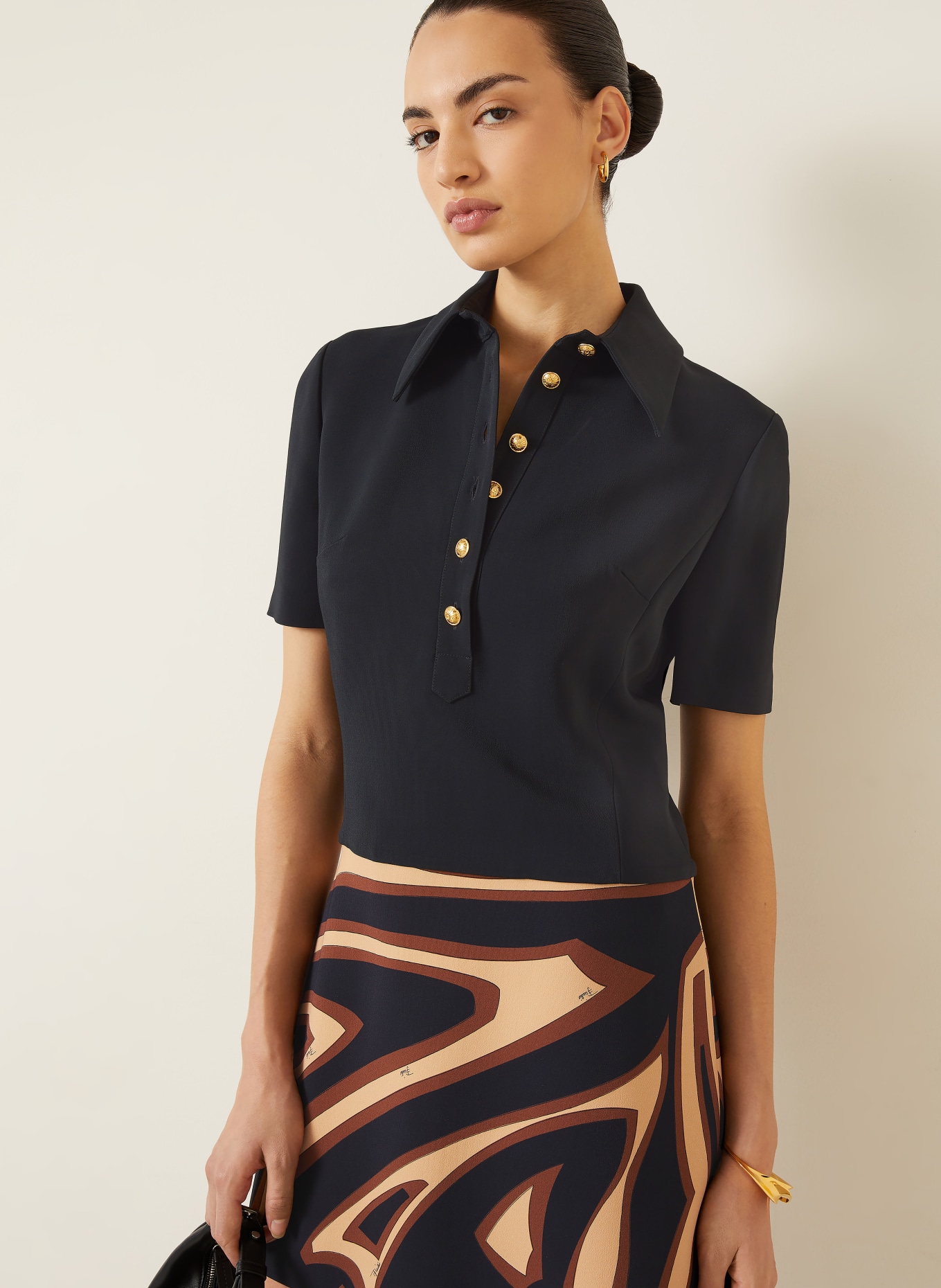 PUCCI Hemdblusenkleid: SCHWARZ / BRAUN / BEIGE