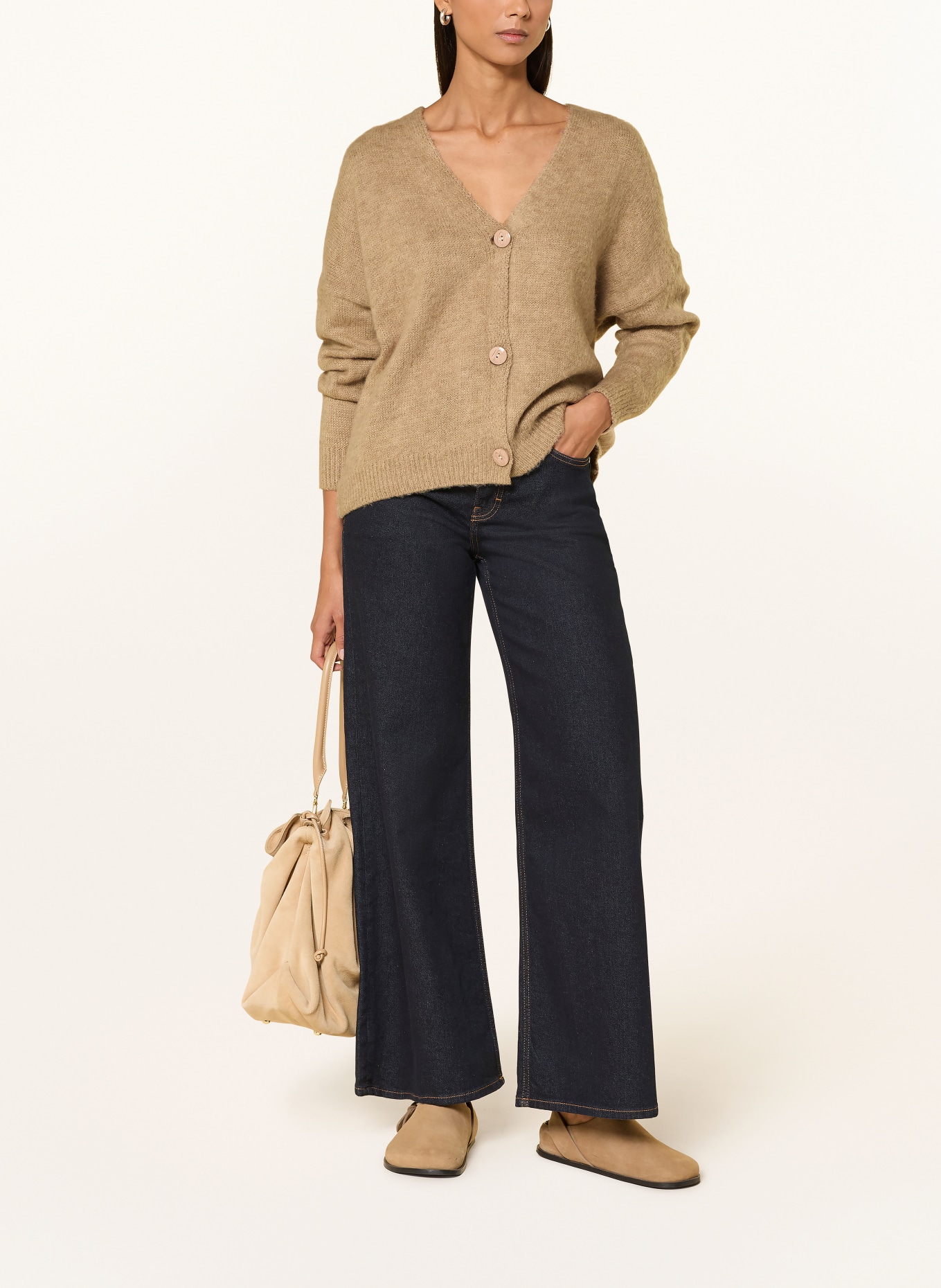 miss goodlife Strickjacke mit Alpaka: HELLBRAUN