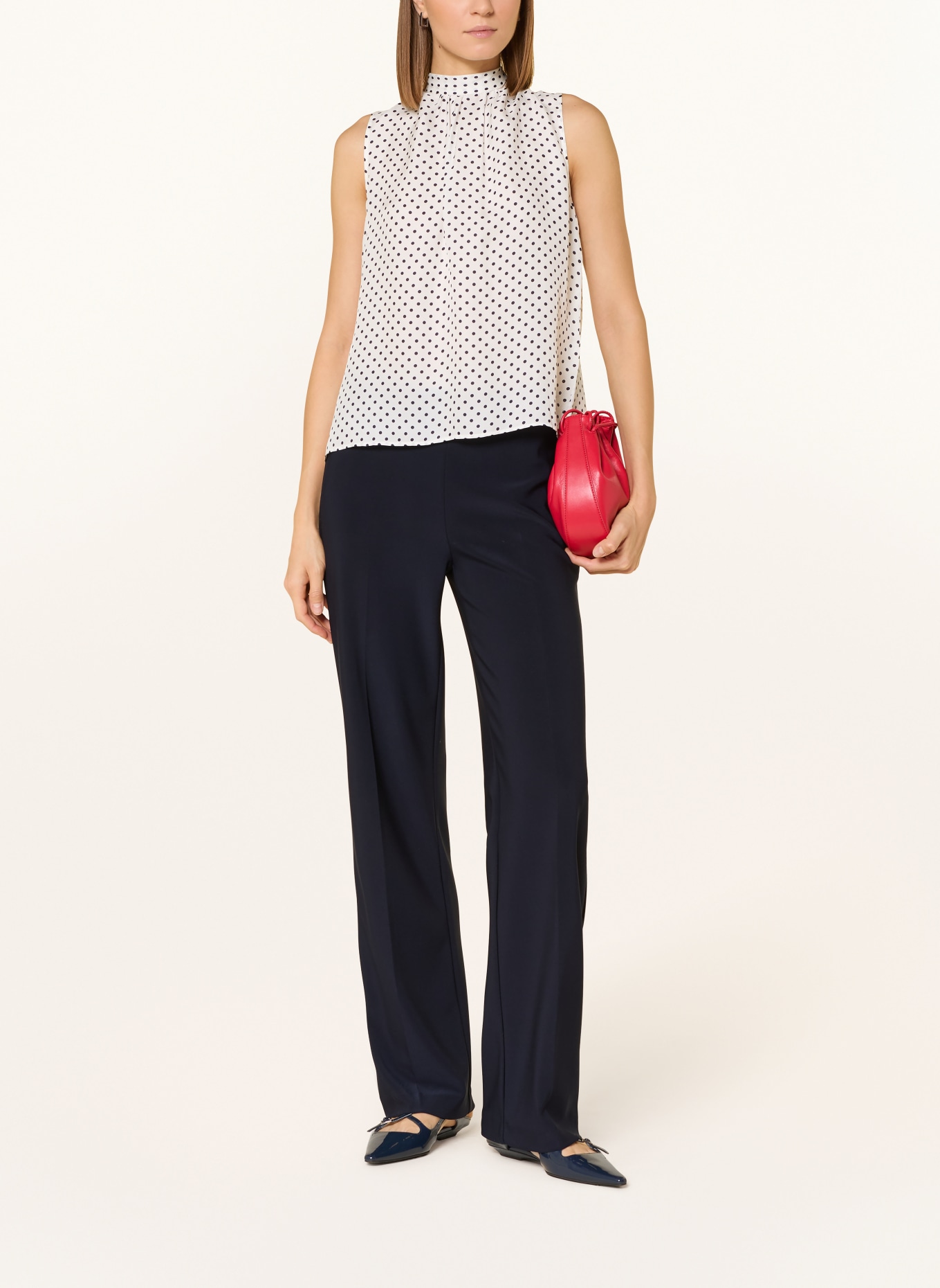 darling harbour Silk bow blouse: offwhite / black