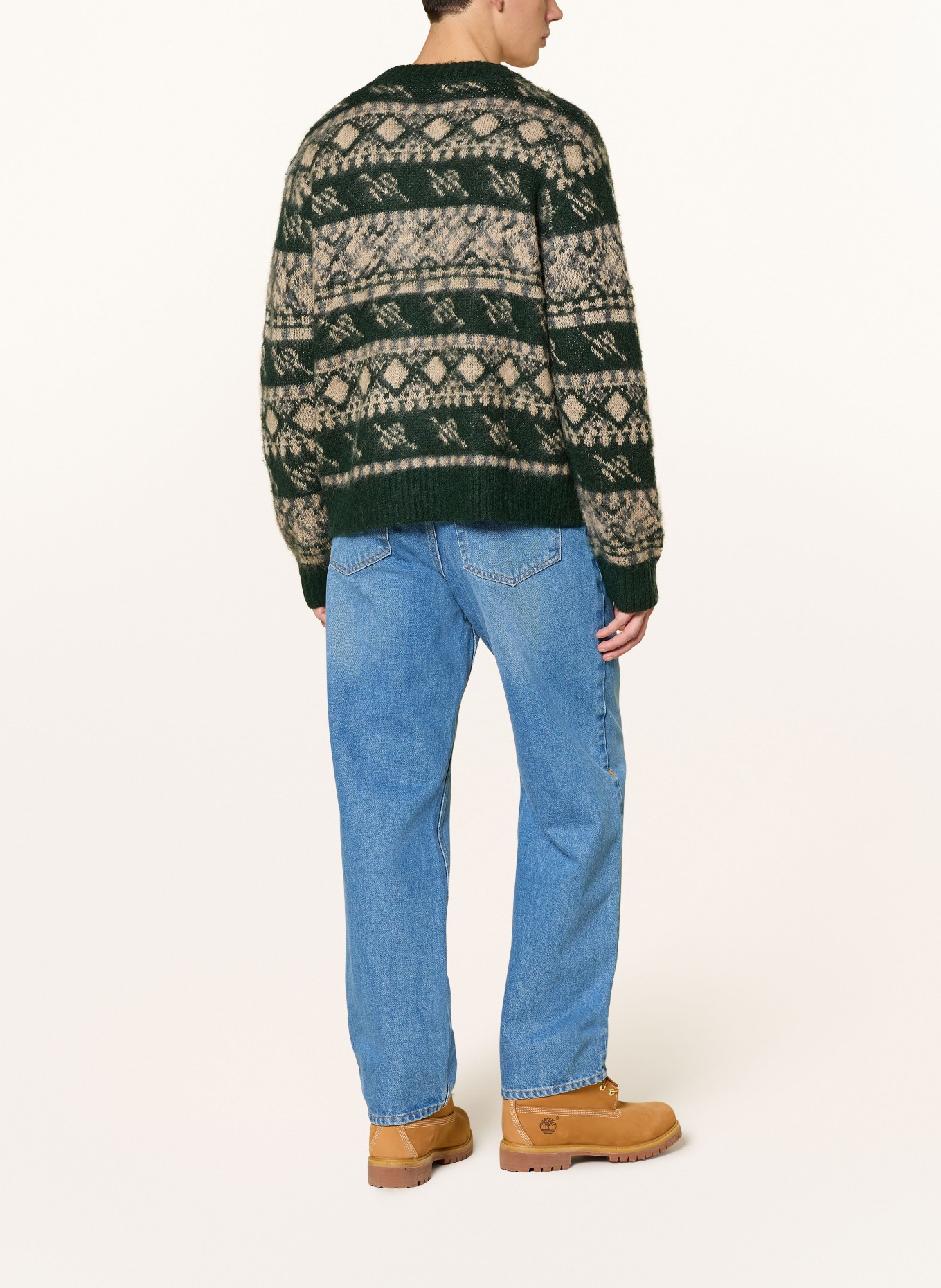 DAILY PAPER Strickjacke: DUNKELGRÜN / CREME / GRAU