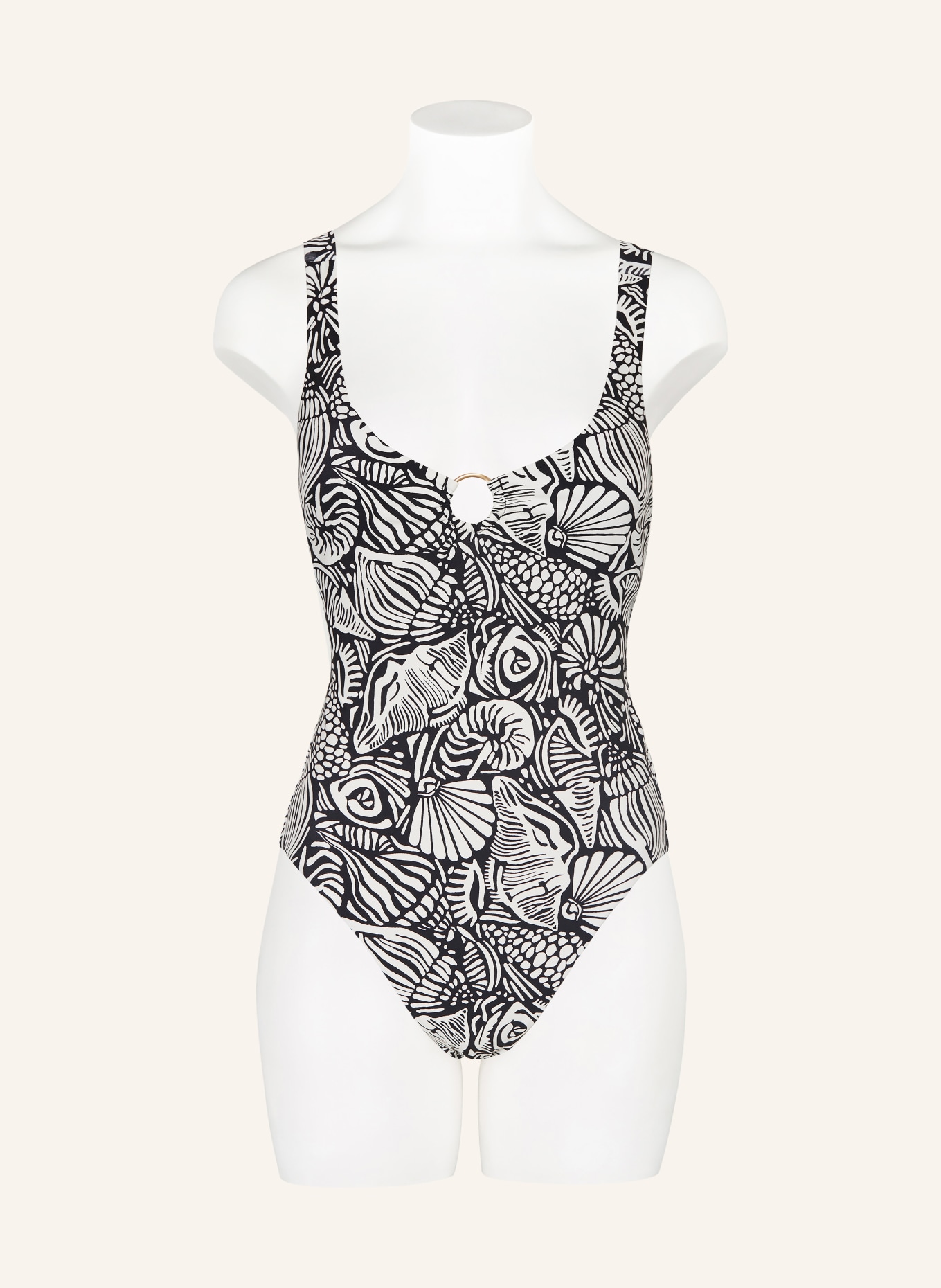 SEAFOLLY Neckholder-Badeanzug SHELLS: SCHWARZ / CREME