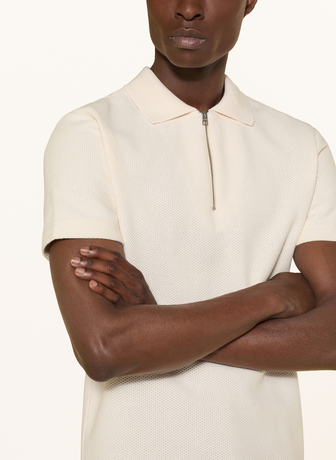 CLOSED Gebreid poloshirt: ECRU