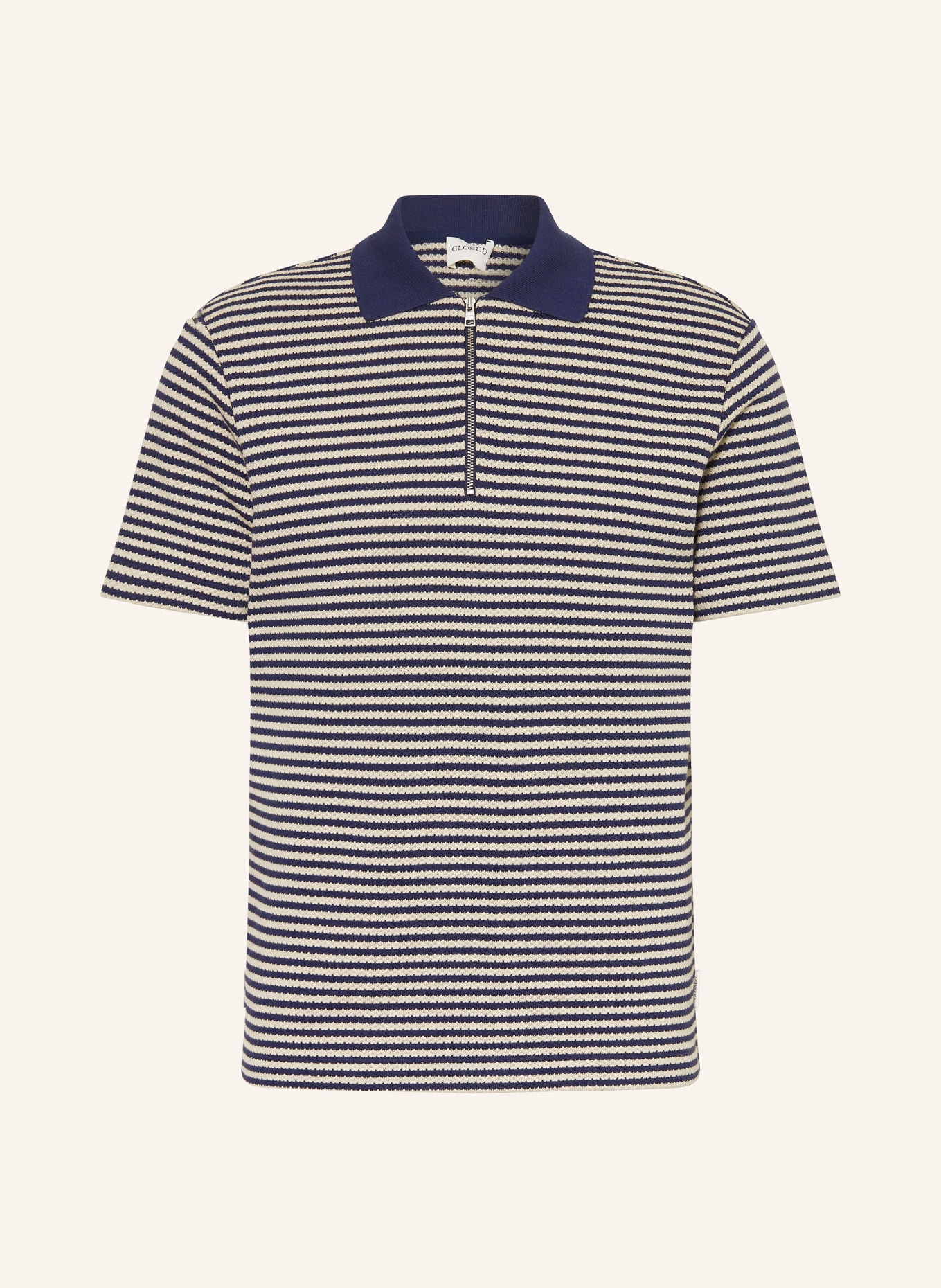 CLOSED Gebreid poloshirt: BLAUW / BEIGE