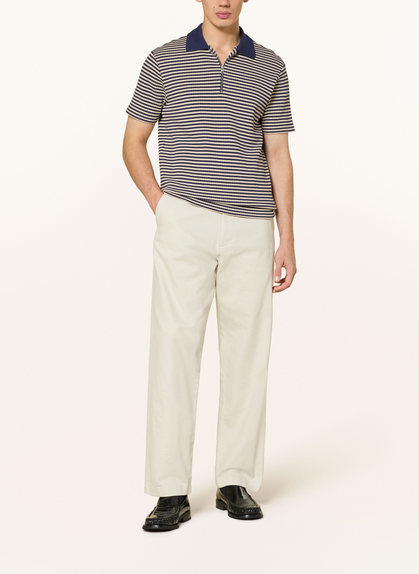 CLOSED Gebreid poloshirt: BLAUW / BEIGE